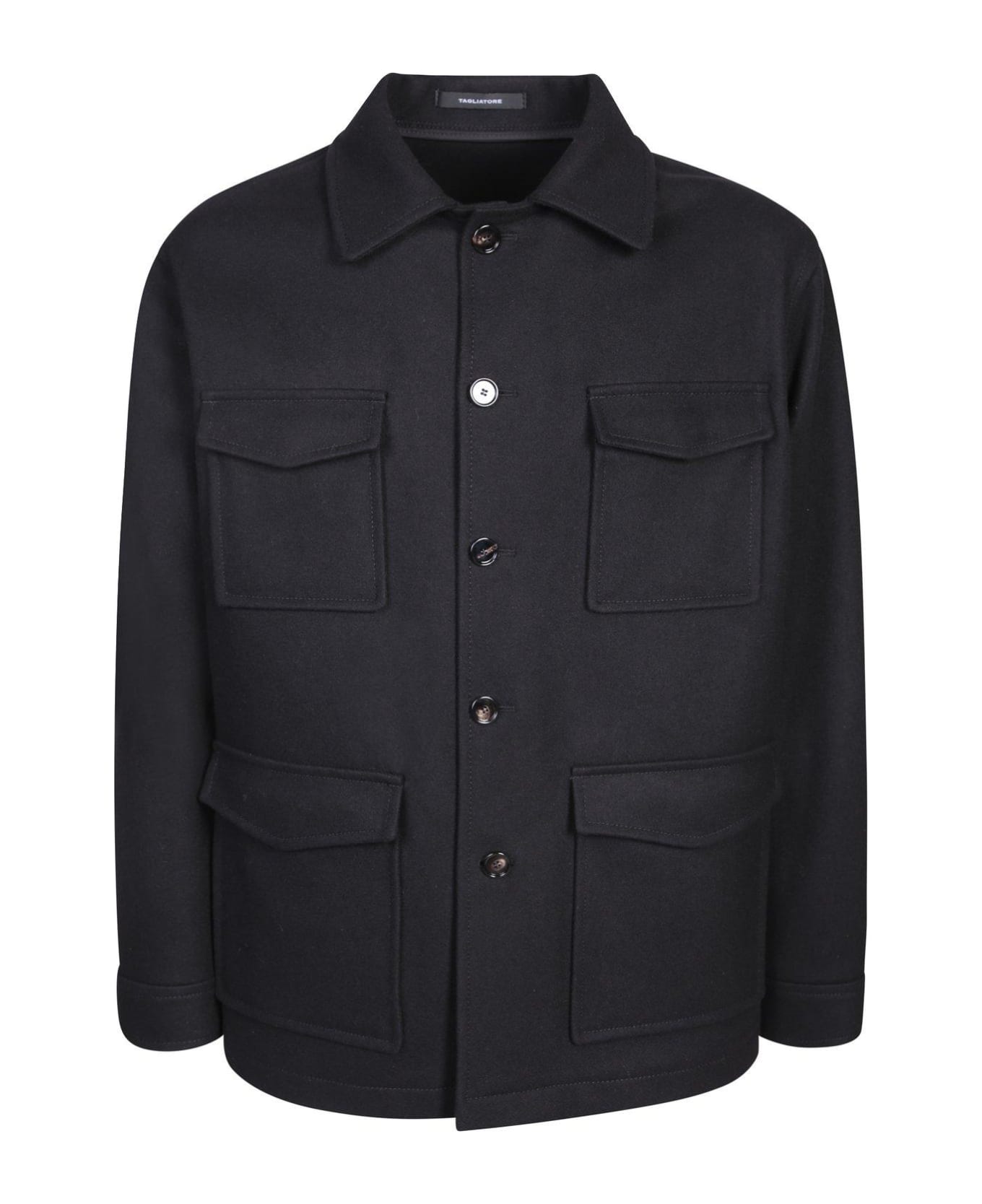 Tagliatore Spread-collared Buttoned Shirt Jacket - Black