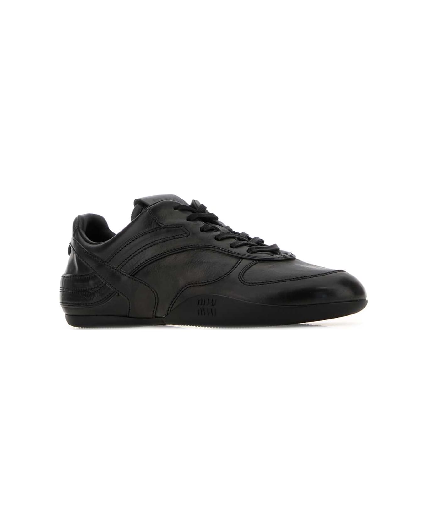 Miu Miu Black Leather Sneakers - NERO