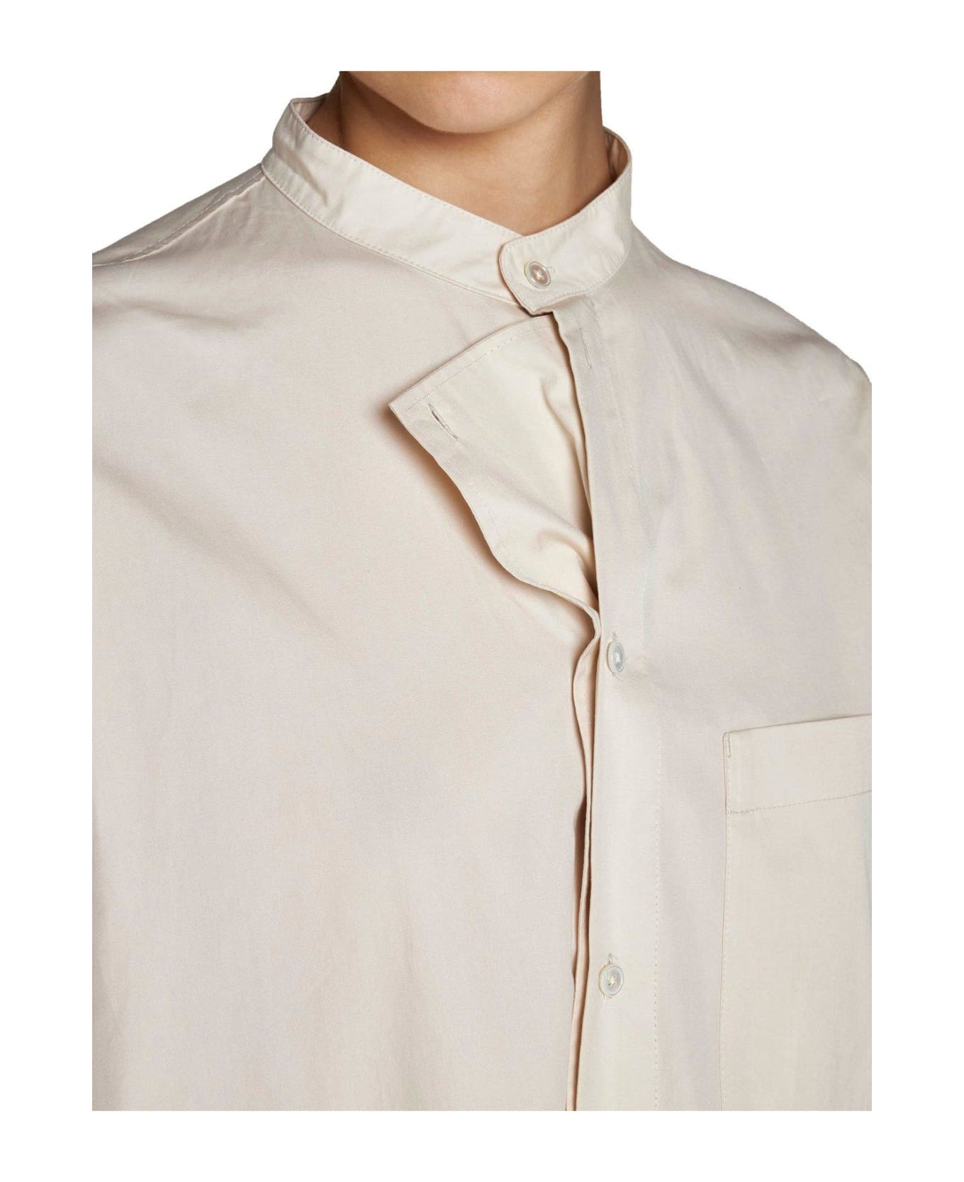 Lemaire Officer Collar Shirt Dress - IVORY