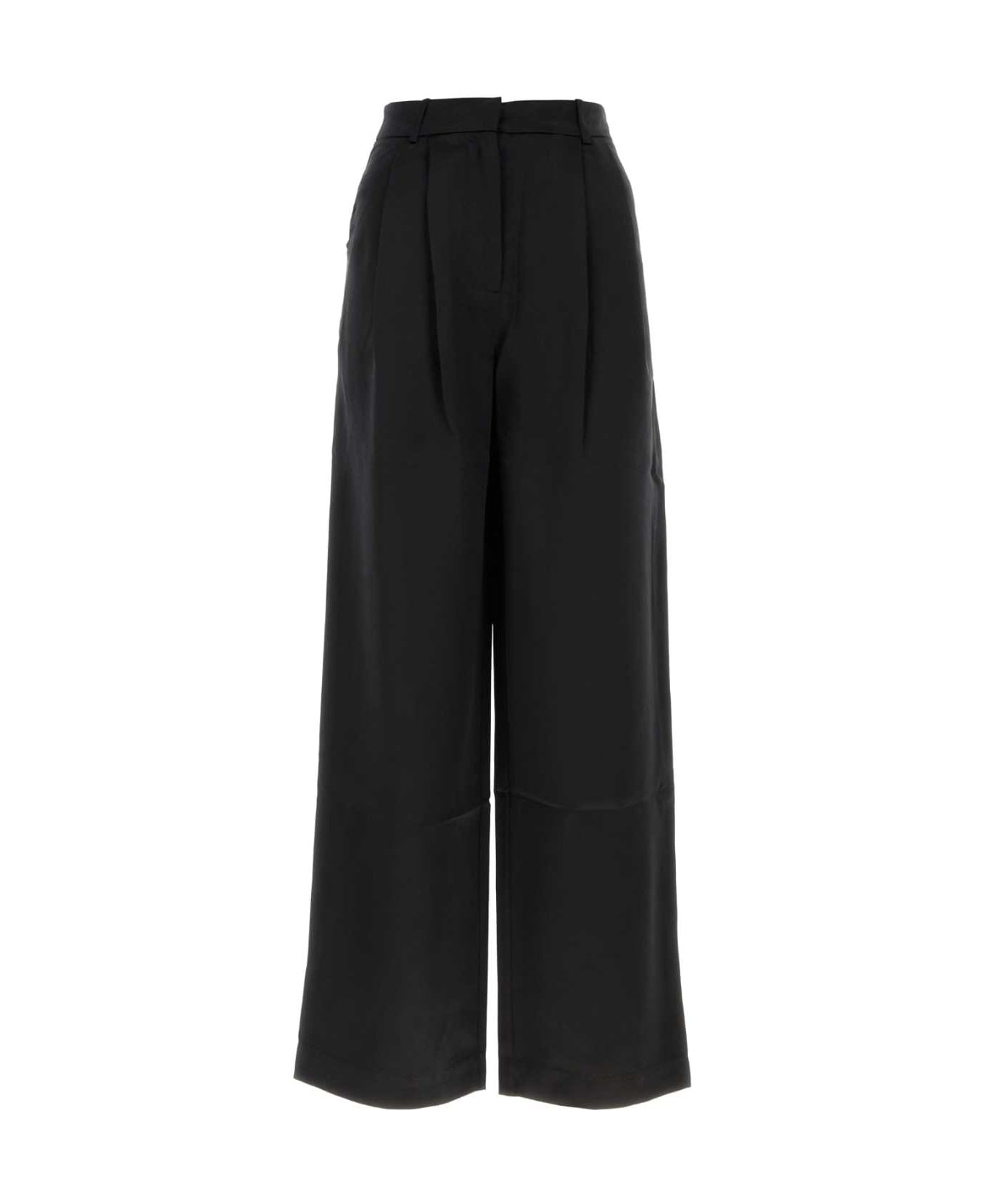 Loulou Studio Black Satin Vione Wide-leg Pant - BLACK