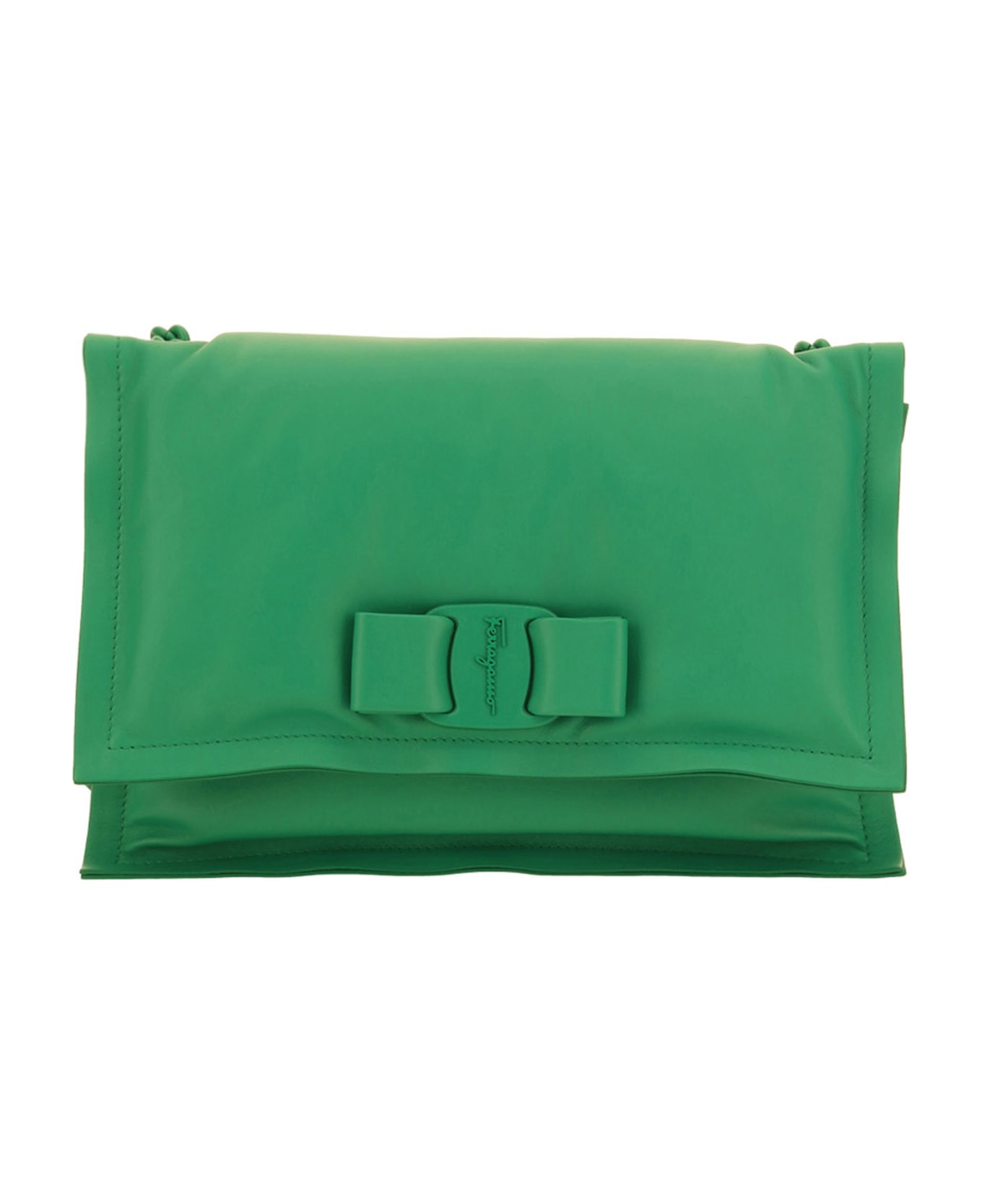 Ferragamo Viva Bow Leather Crossbody Bag - Green
