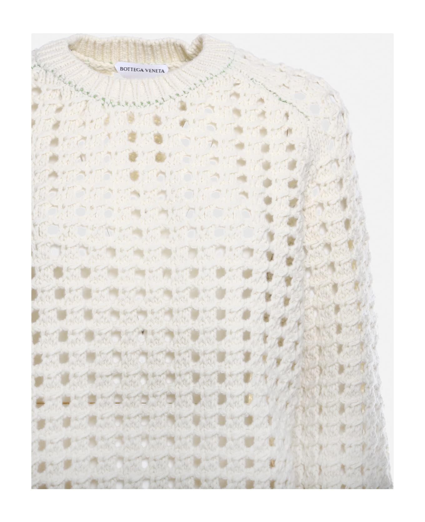 Bottega Veneta Wool Sweater With Perforated Details - Chalk