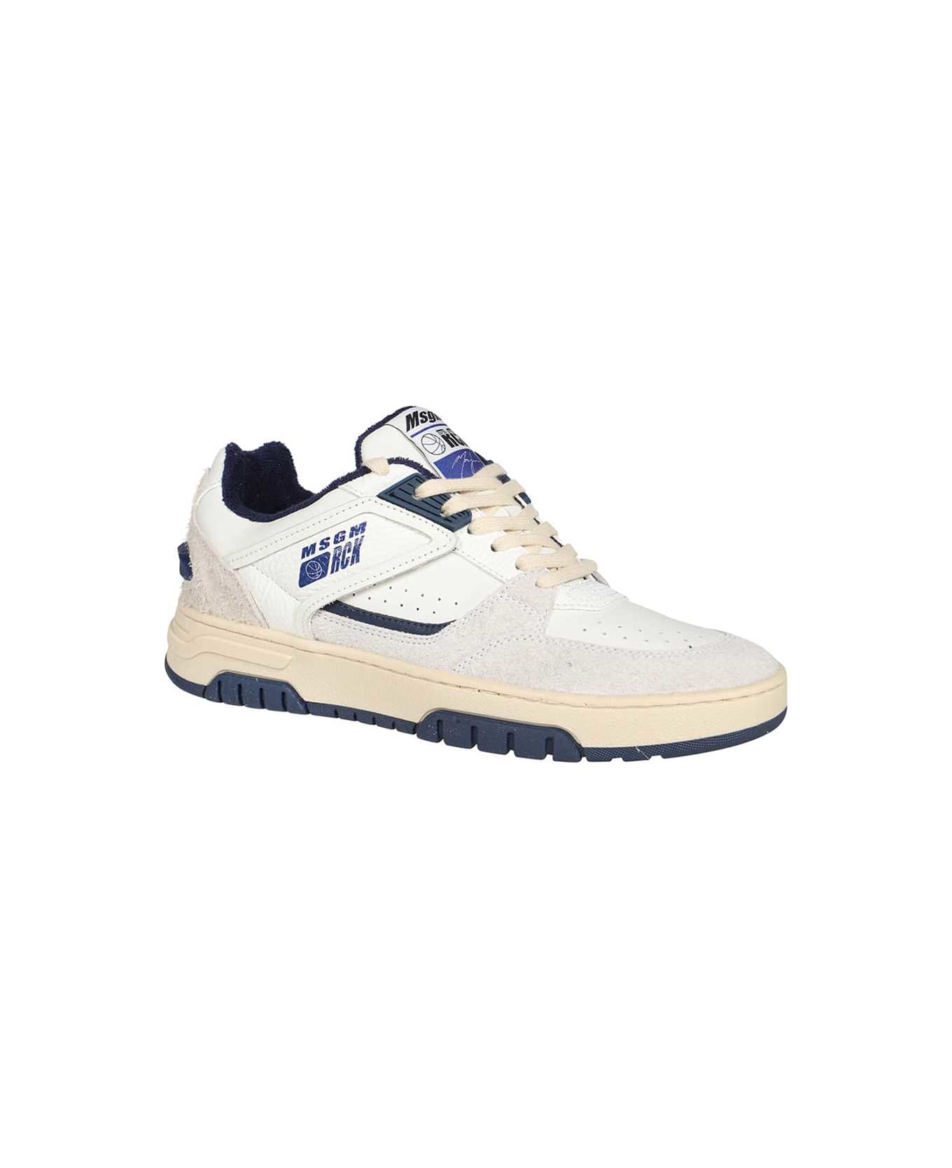 MSGM Logo Detail Leather Sneakers - White