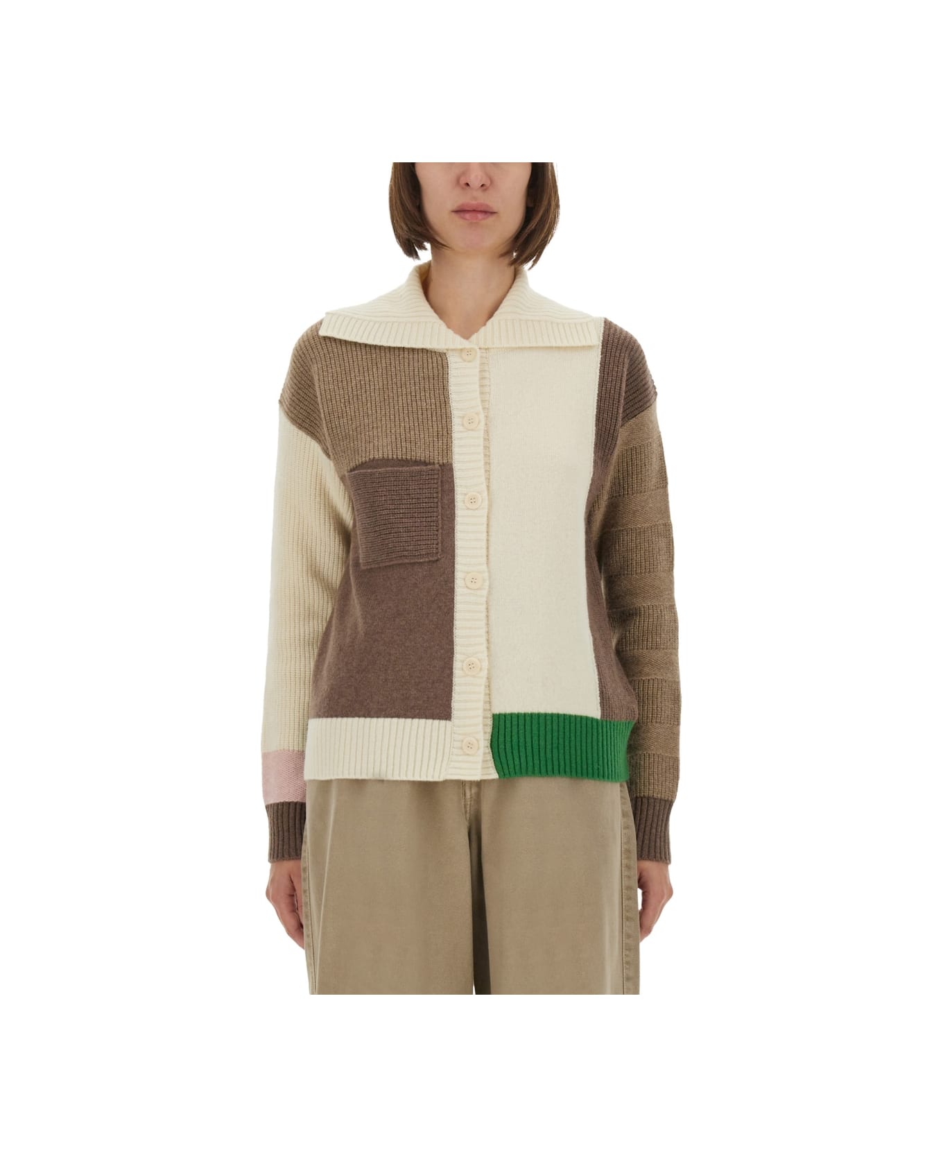 Paul Smith Patchwork Cardigan - BEIGE