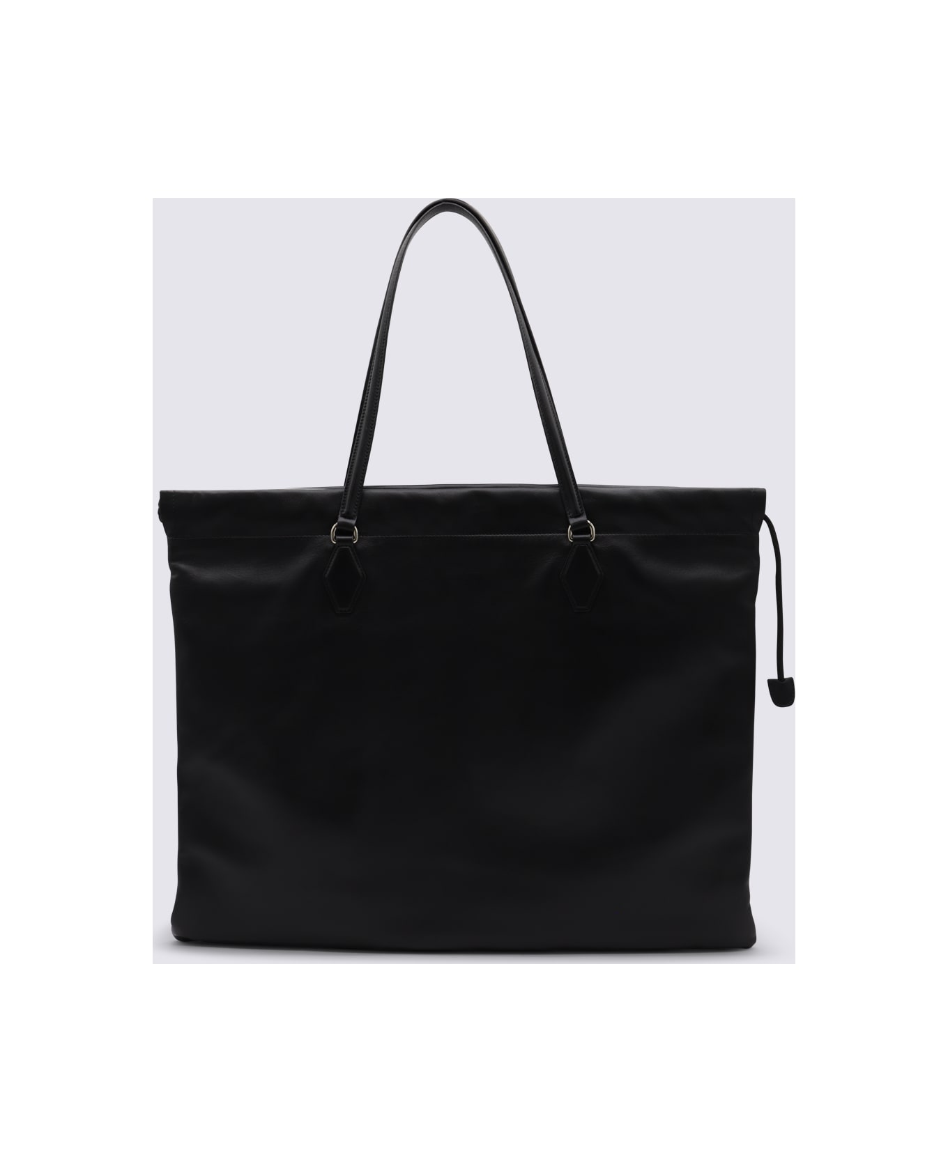 Jimmy Choo Black Drawstring Tote L - BLACK/LIGHT GOLD