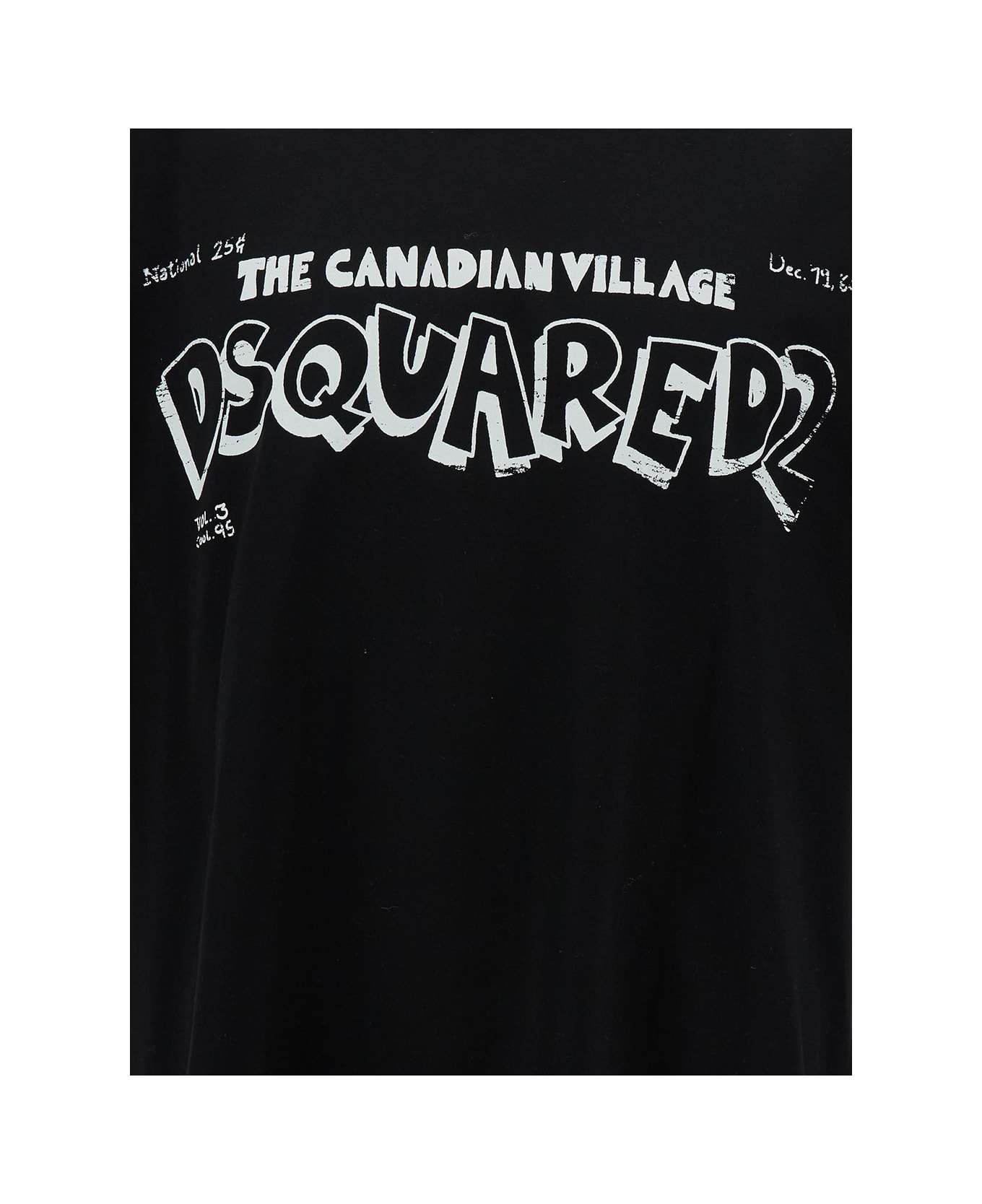 Dsquared2 Black Crewneck T-shirt With Canadian Village Print