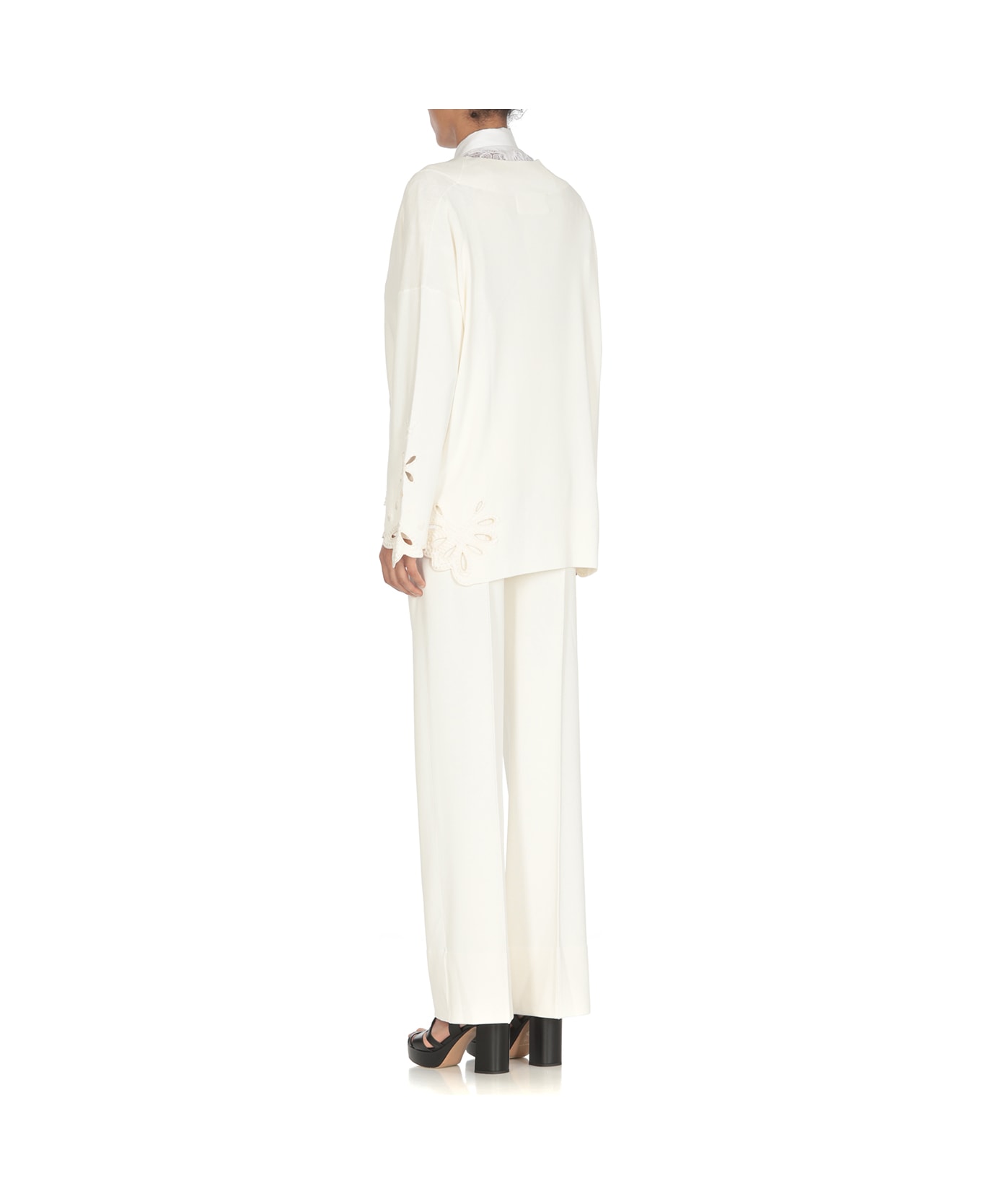 Ermanno Scervino Viscose Sweater With Embroideries - Ivory ニットウェア