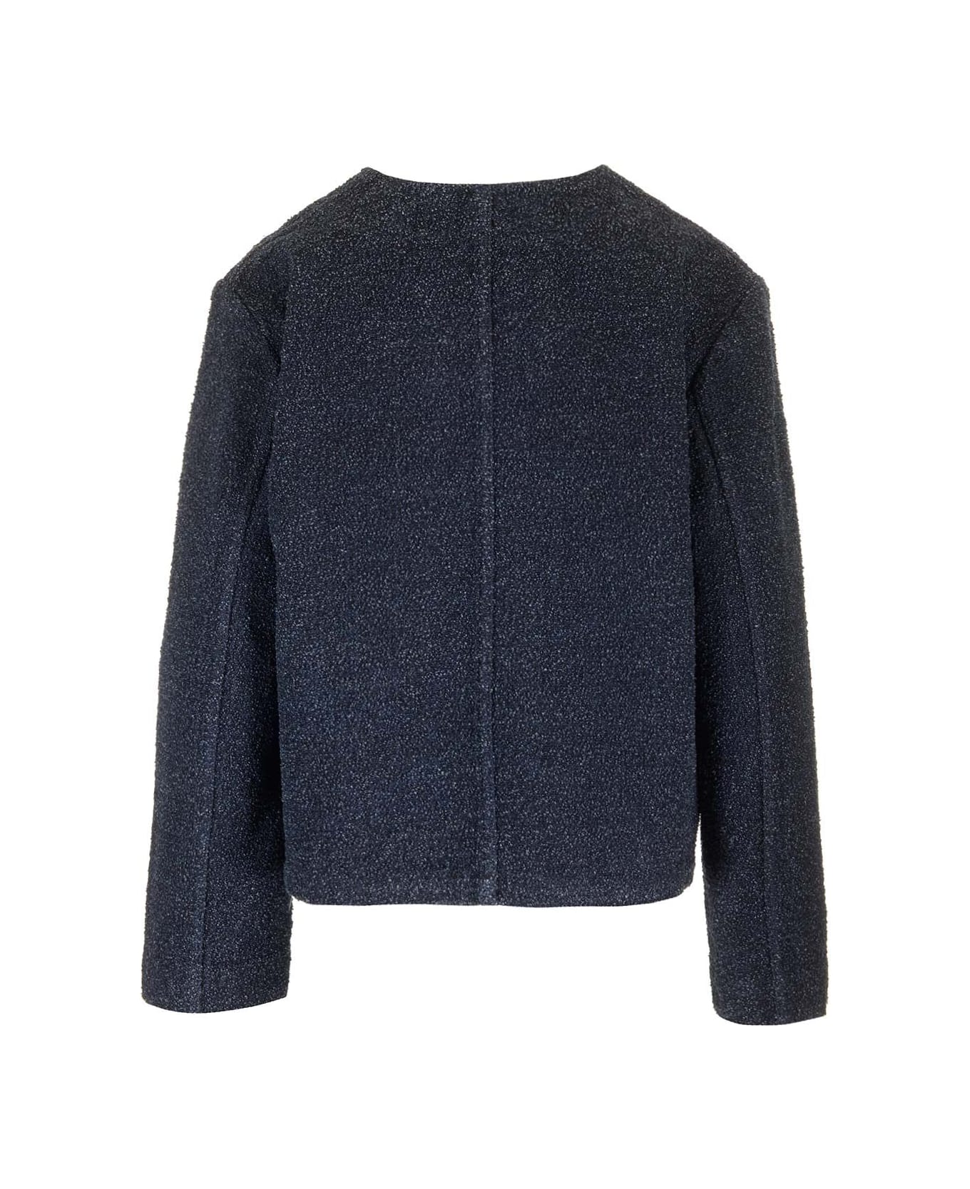 Givenchy Crew Neck Bouclè Jacket - Blue