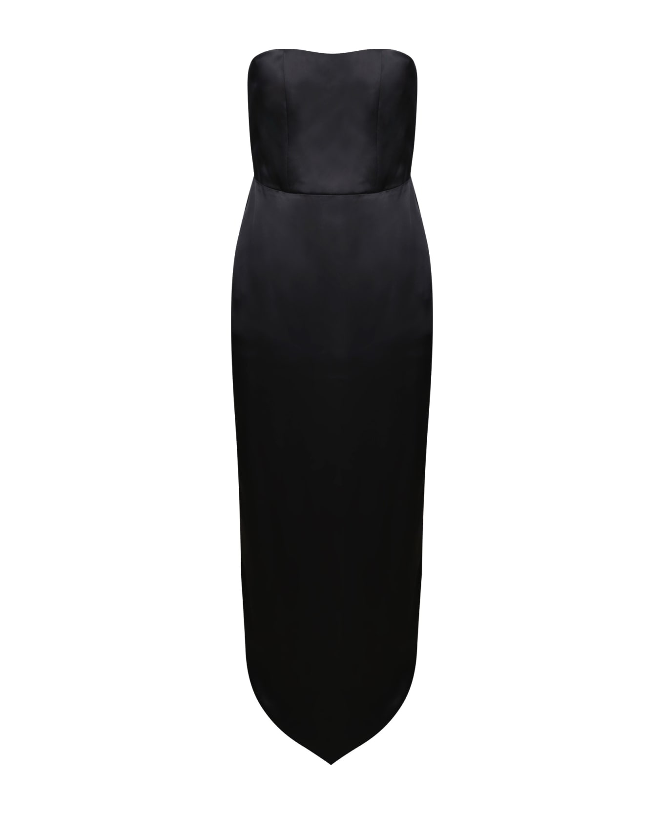 Alice + Olivia Black Satin Long Dress - Black ワンピース＆ドレス