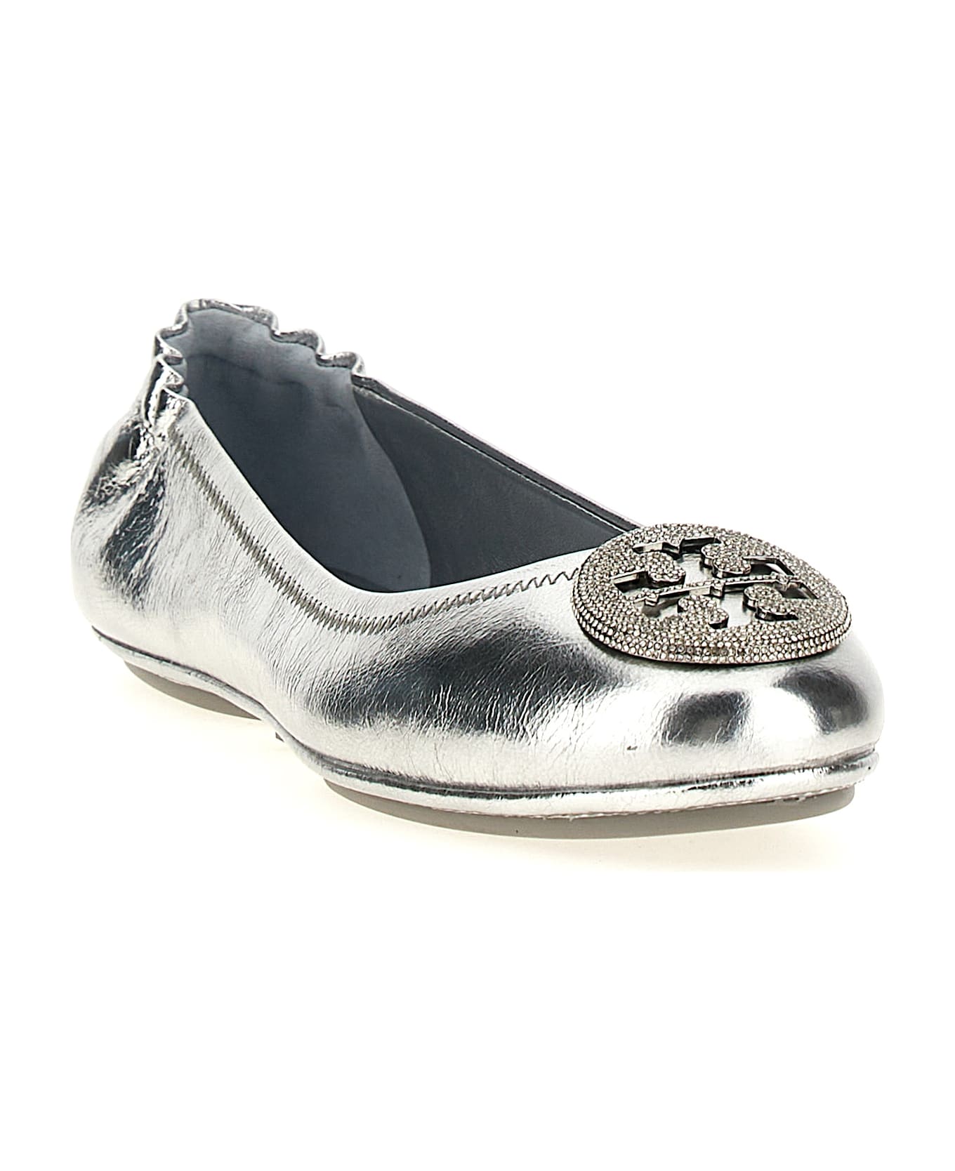 Tory Burch 'minnie Travel' Ballet Flats - Silver