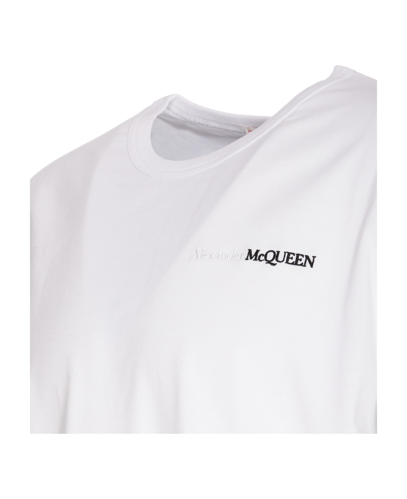 Alexander McQueen Logo Embroidered Crewneck T-shirt - WHITE シャツ