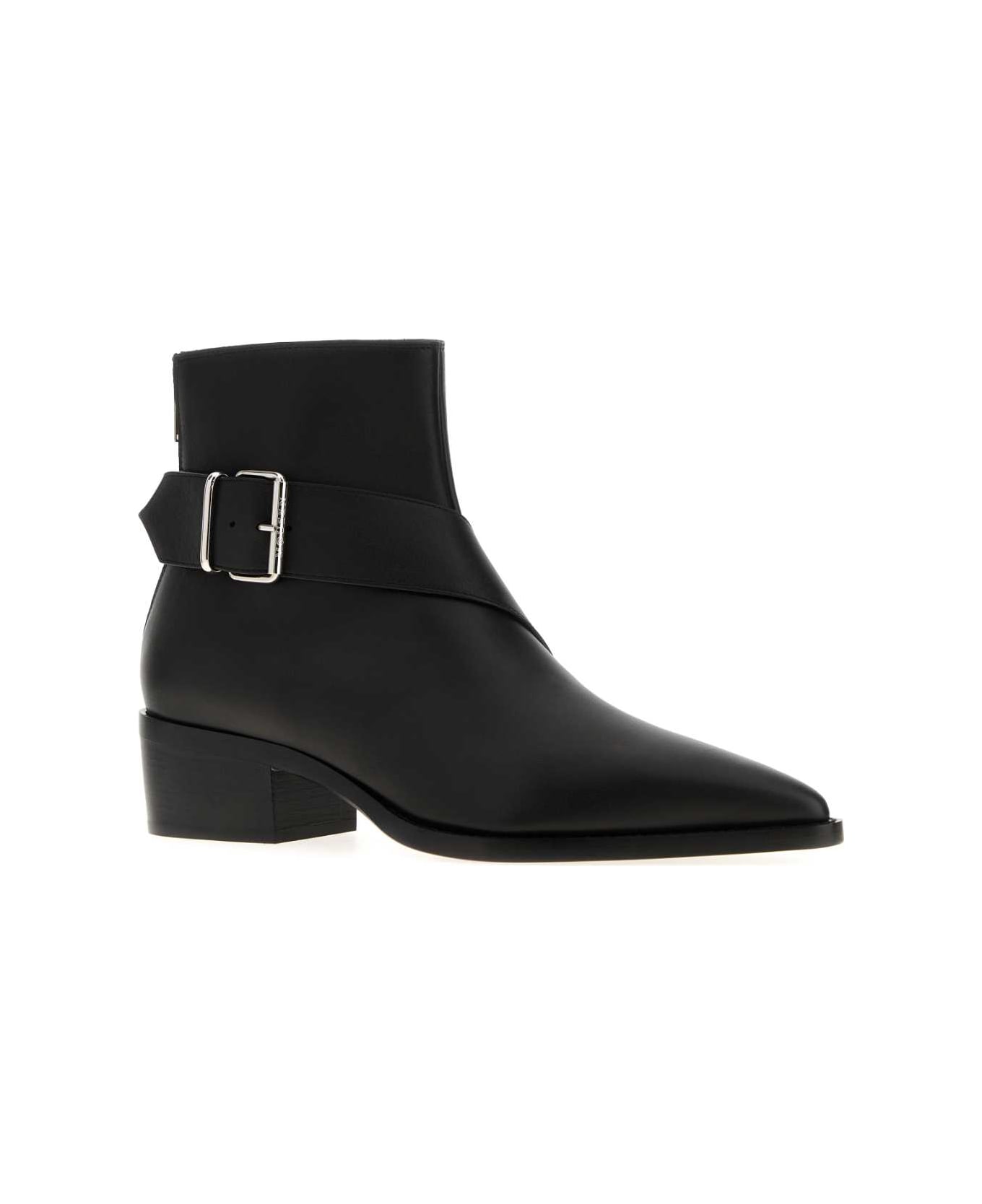 Alexander McQueen Black Leather Heron Ankle Boots - Black