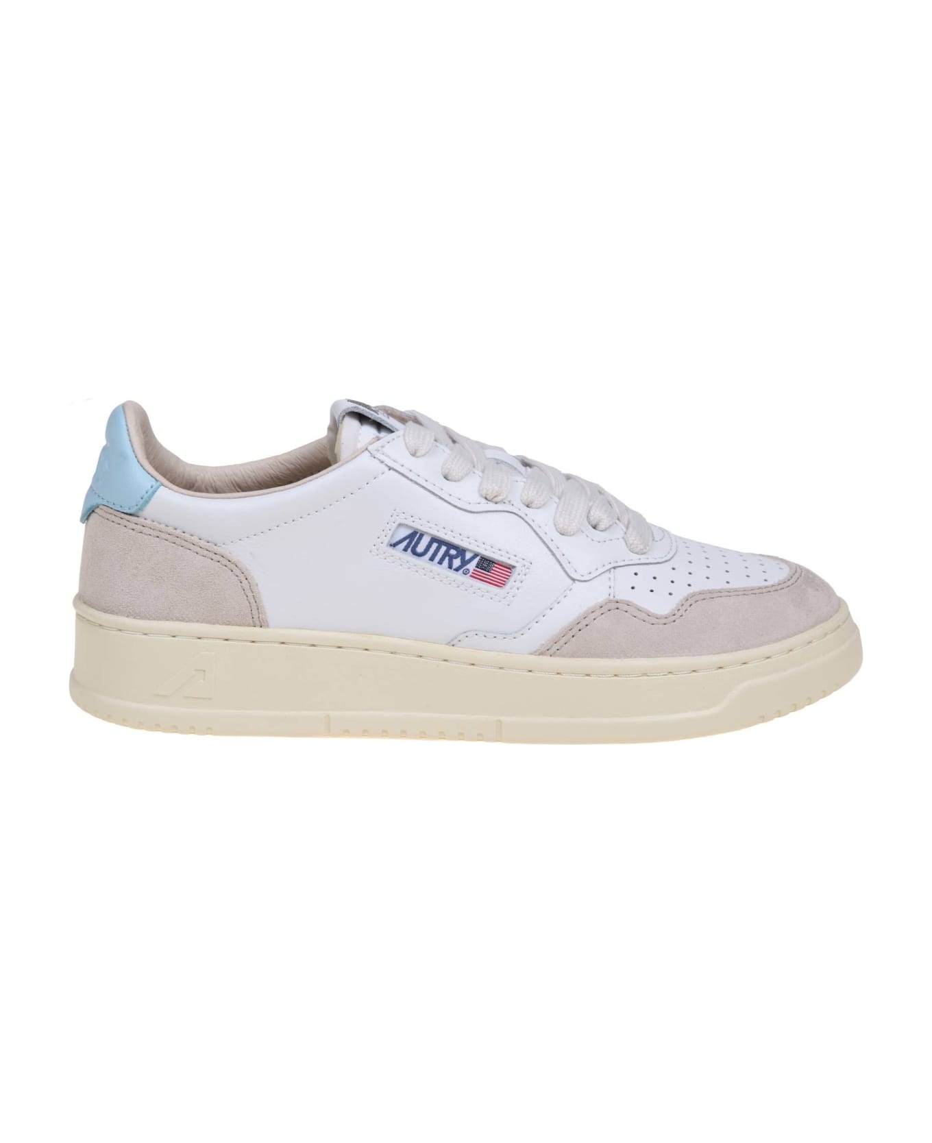 Autry White And Light Blue Leather Sneakers - Clear Blue