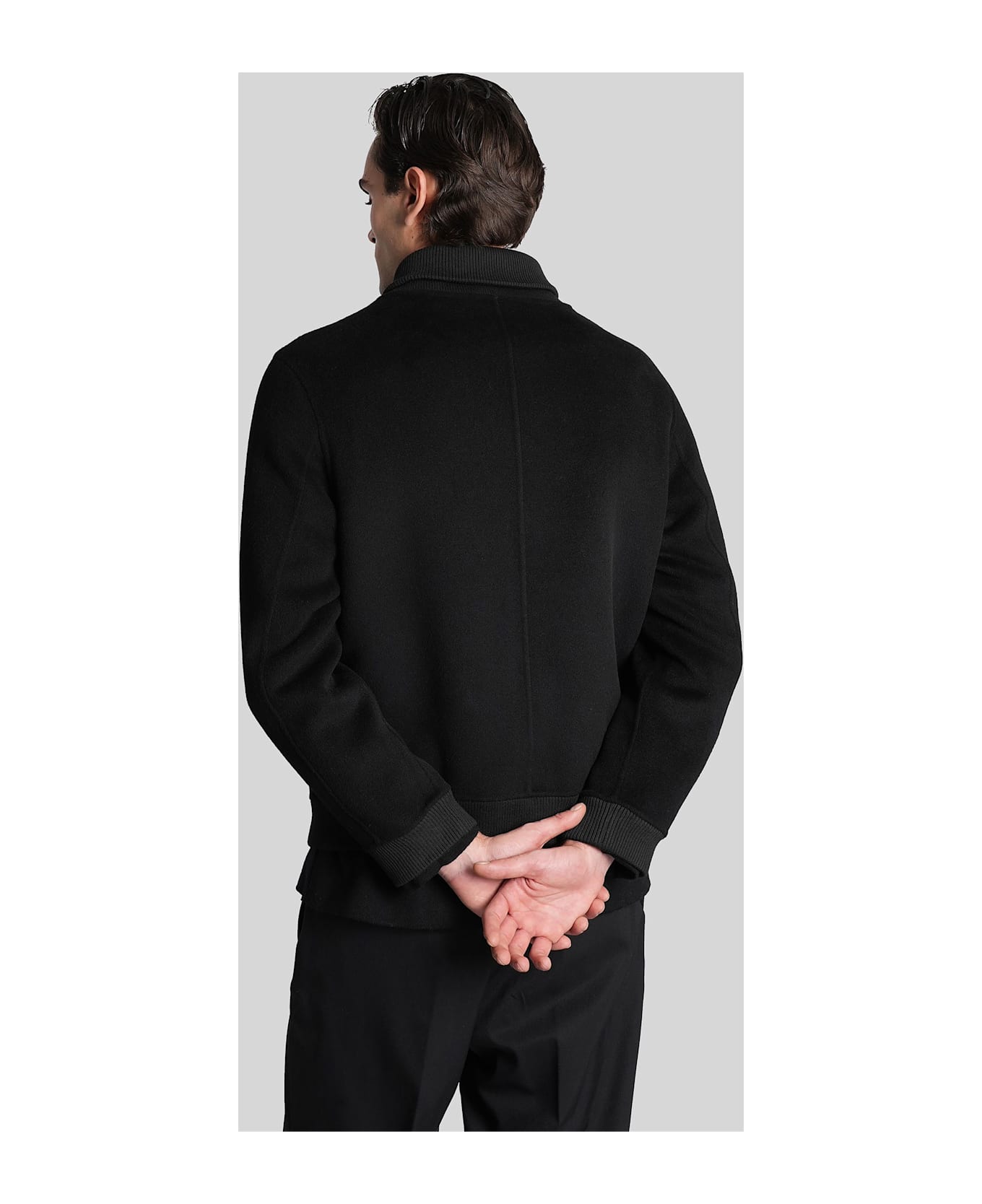 Mauro Grifoni Bomber Jacket In Black Wool - black