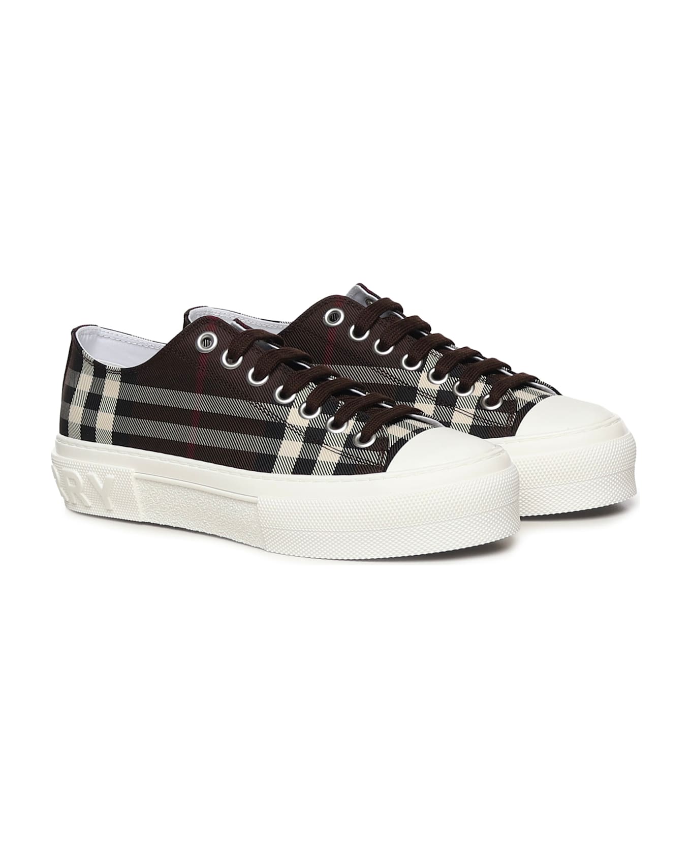 Burberry Check Sneaker - Mahogany