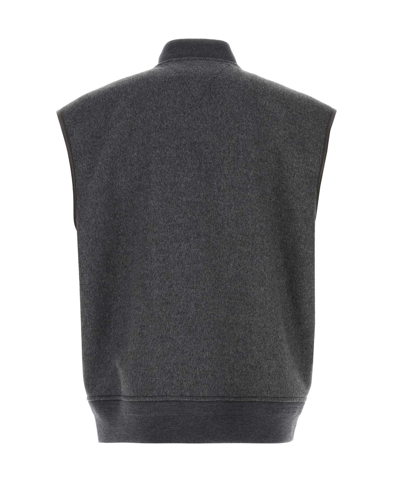 Bottega Veneta Dark Grey Wool Vest - CHARCOALMELANGE