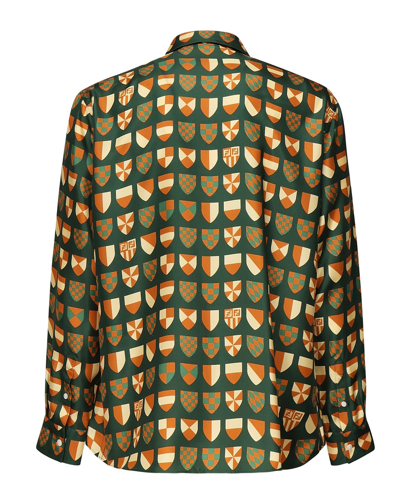 Fendi Ff Araldic Silk Shirt - GREEN, orange
