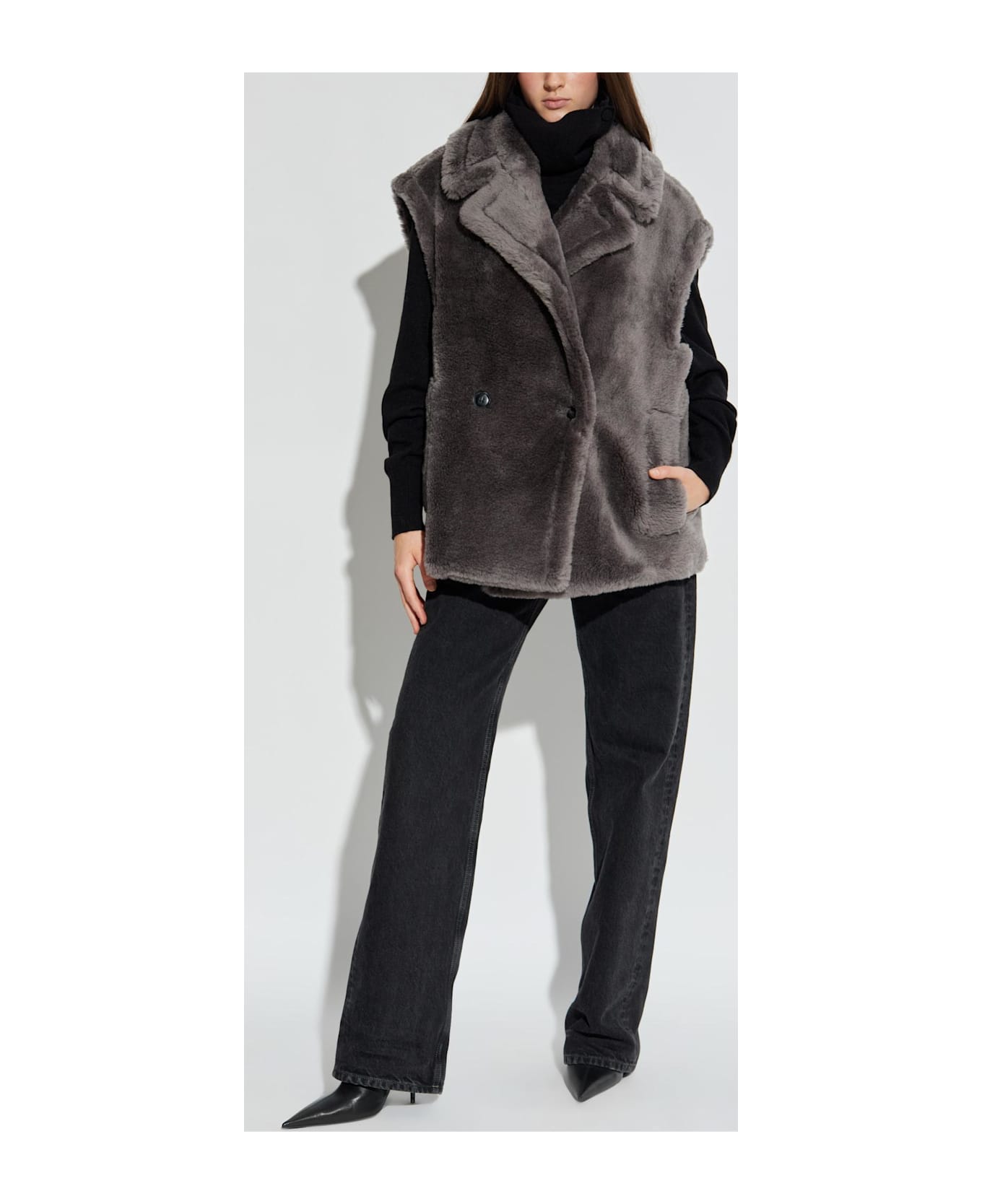 STAND STUDIO Faux Fur Vest 
carly
 - GREY