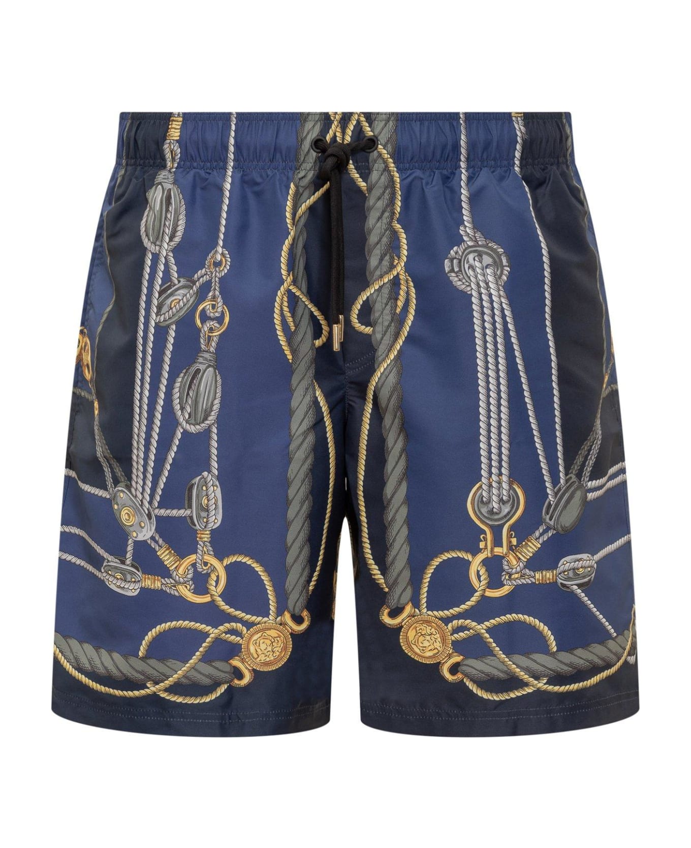 Versace Blue Silk Shorts - BLU NAVY-ORO