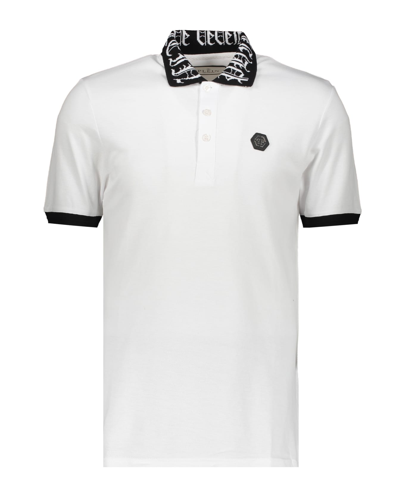 Philipp Plein Short Sleeve Cotton Polo Shirt - White