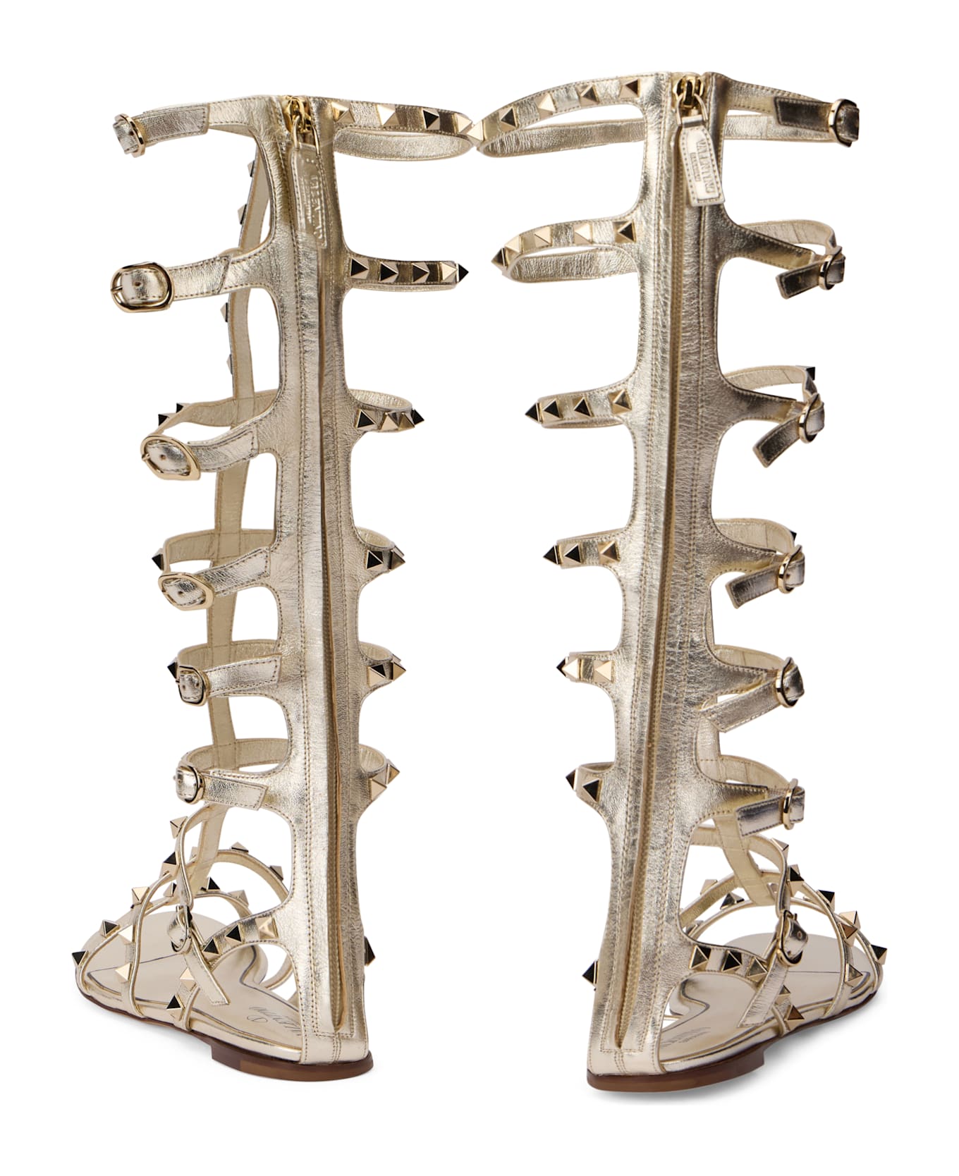 Valentino Garavani Low Leather Sandals - Gold