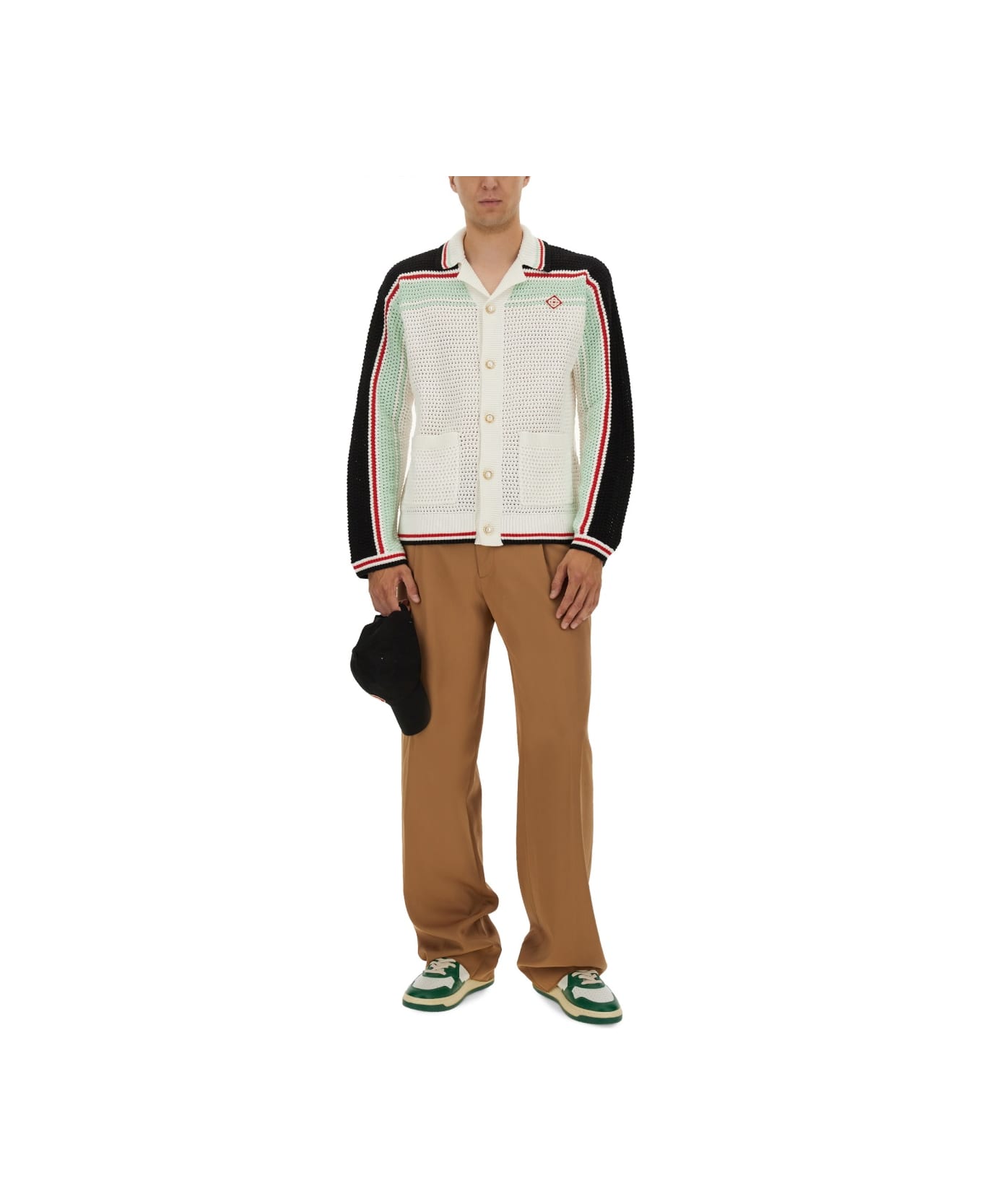 Casablanca Cotton Knit Tennis Shirt - BLACK