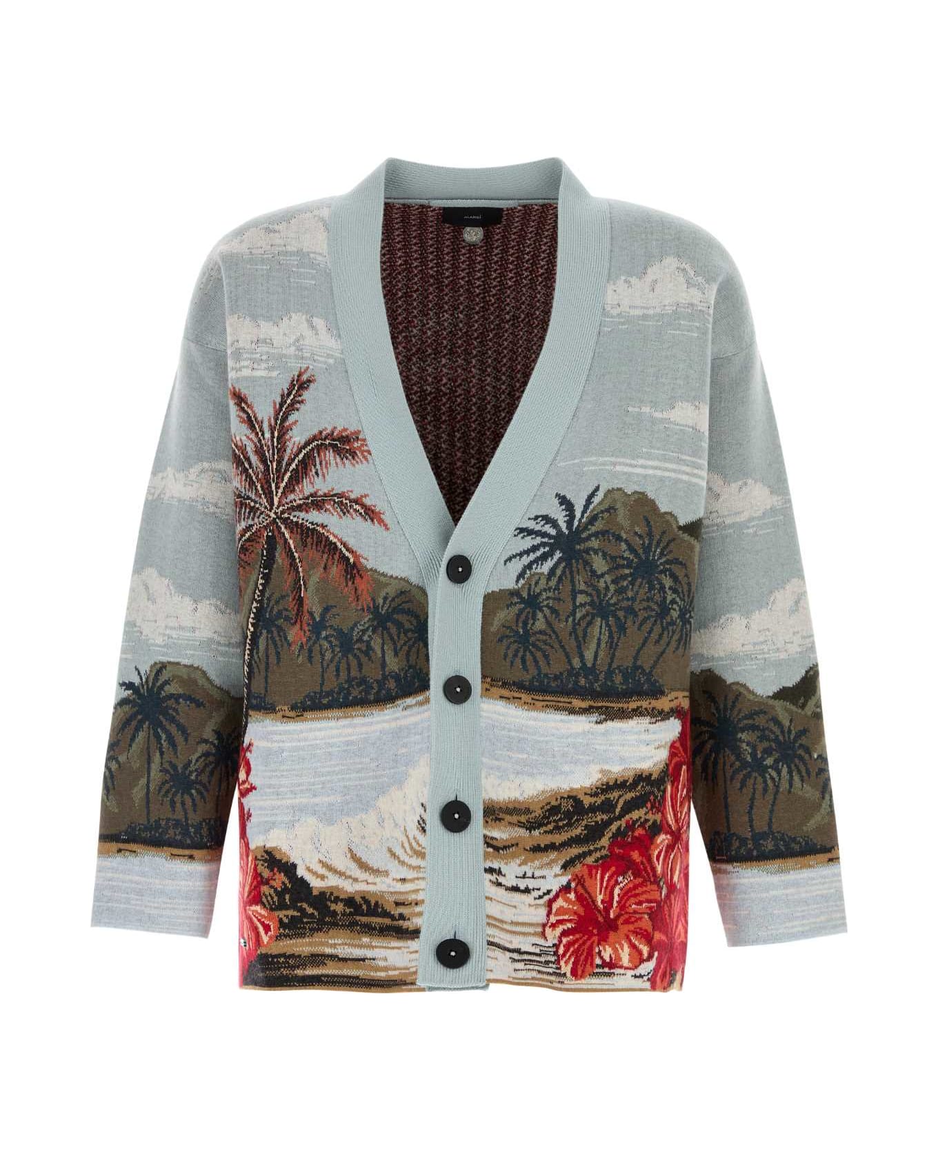 Alanui Embroidered Wool Blend Cardigan - BLUE