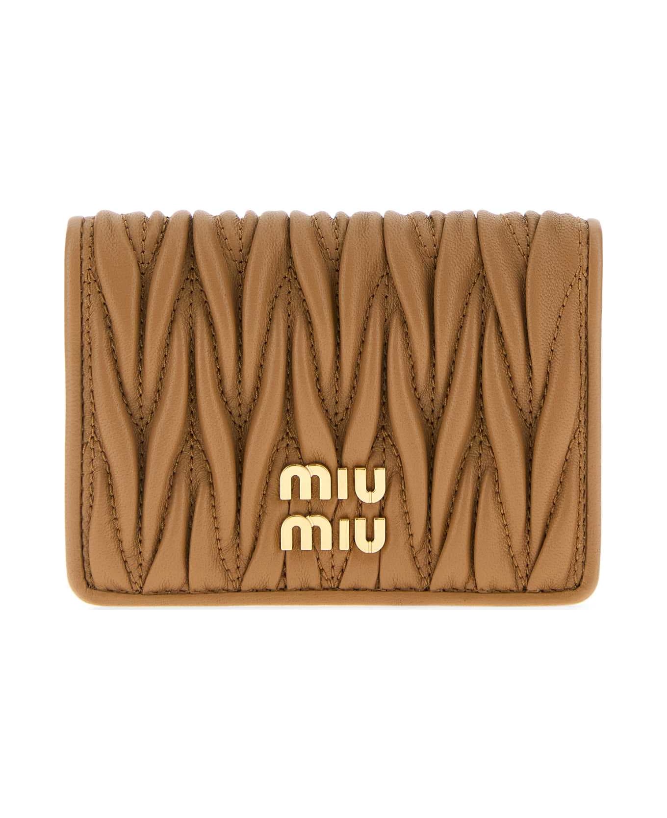 Miu Miu Camel Nappa Leather Card Holder - CARAMEL