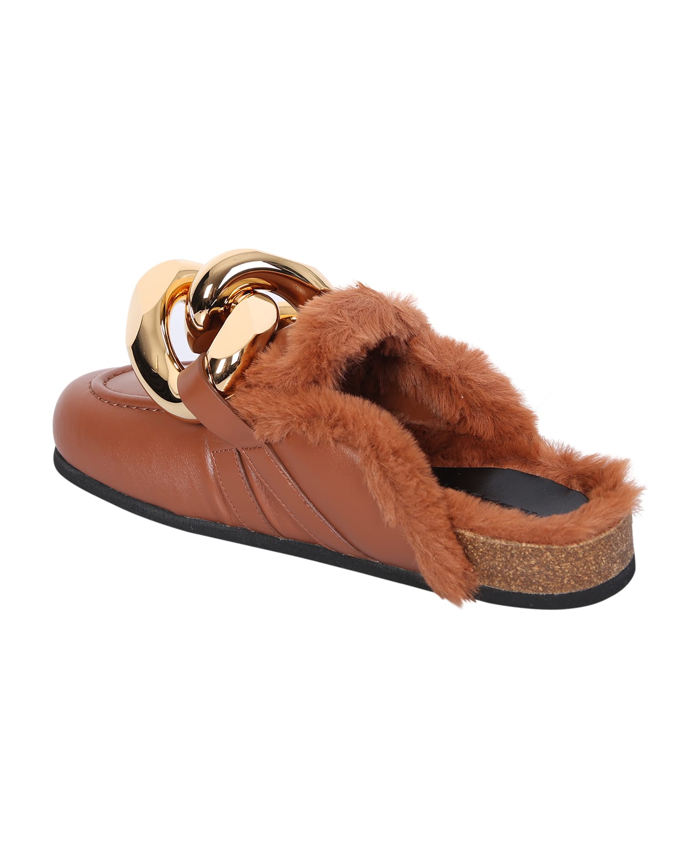 J.W. Anderson Shearling Chain Mules - Brown