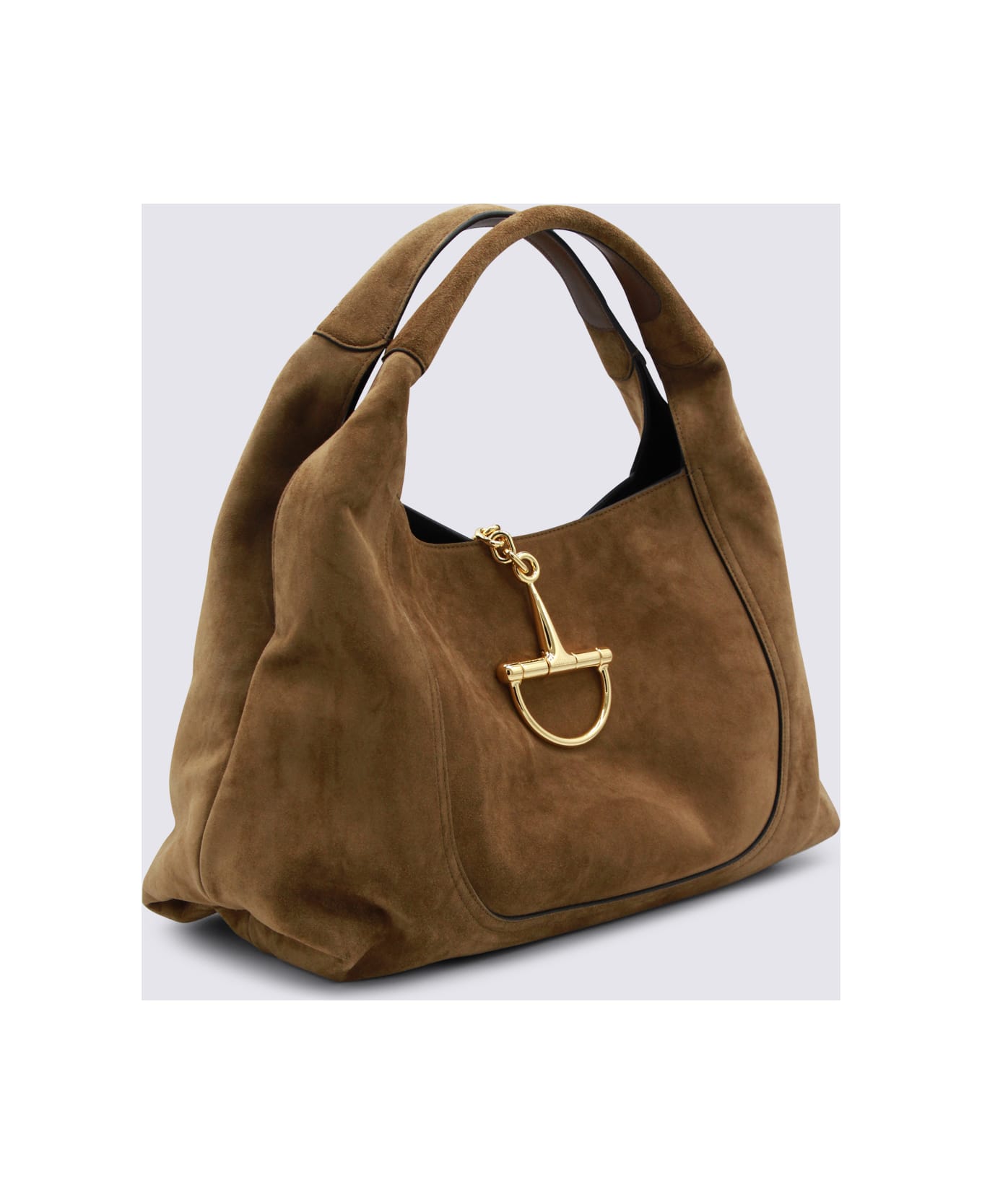 Gucci Brown Suede Softbit Tote - BROWN
