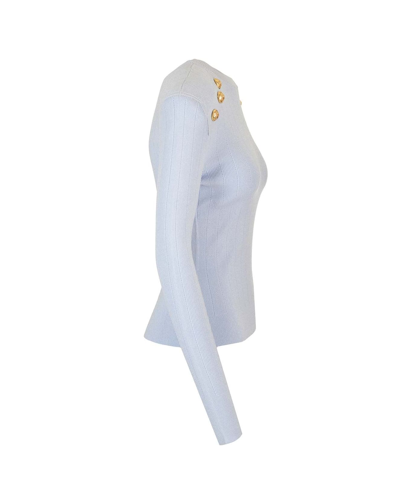 Balmain Knit Jumper - Light blue
