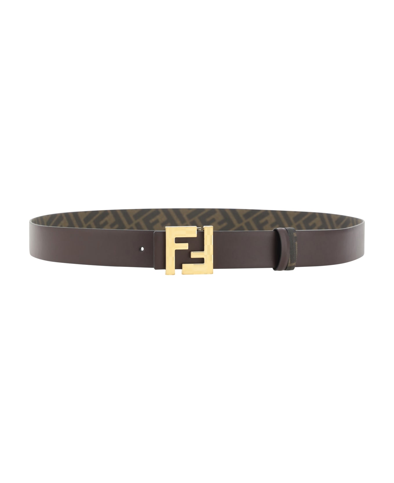 Fendi 'squared Ff' Reversible Belt - Ebano+tbmr+oro