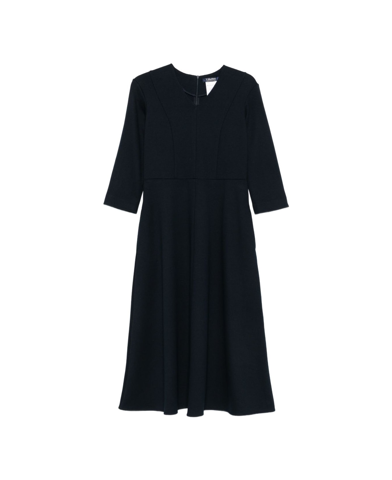 
S Max Mara Navy Blue Flared Dress - Blue