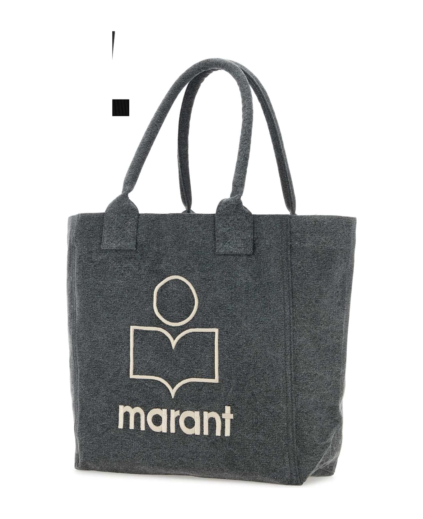 Isabel Marant Melange Dark Grey Cotton Small Yenky Shopping Bag - FADEDBLACK