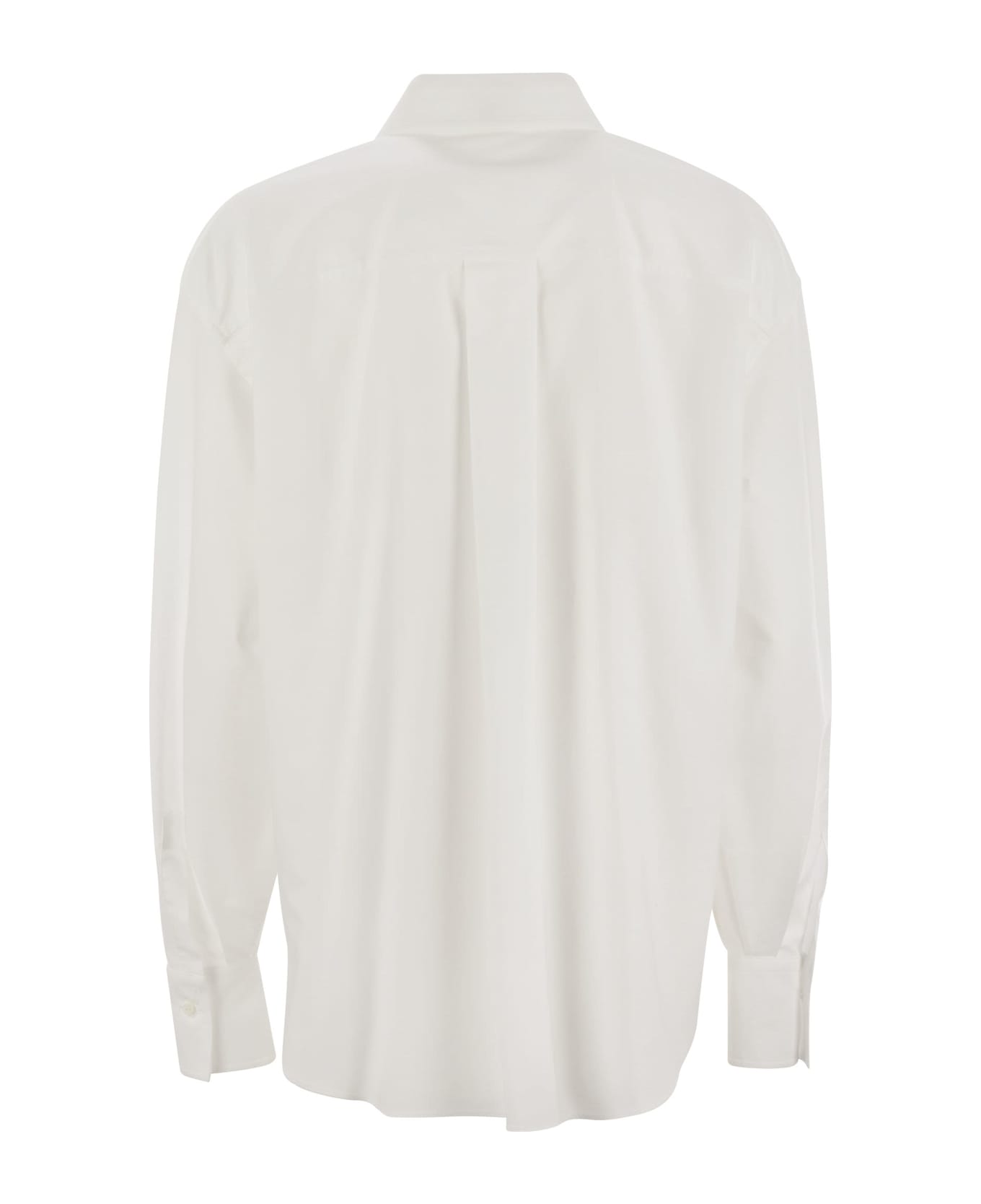 Brunello Cucinelli Cotton Oxford Shirt With Logo - White