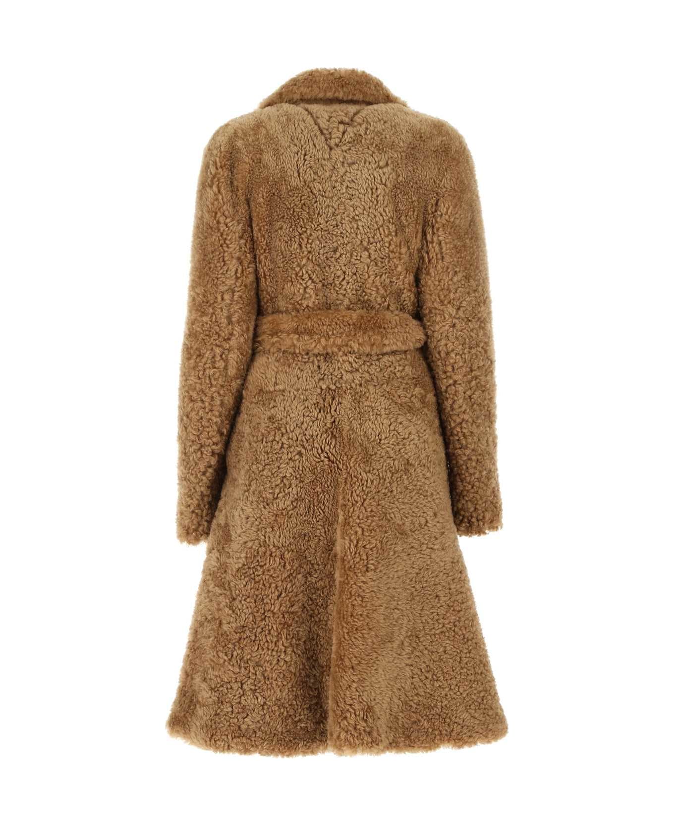 Bottega Veneta Camel Shearling Coat - 2640