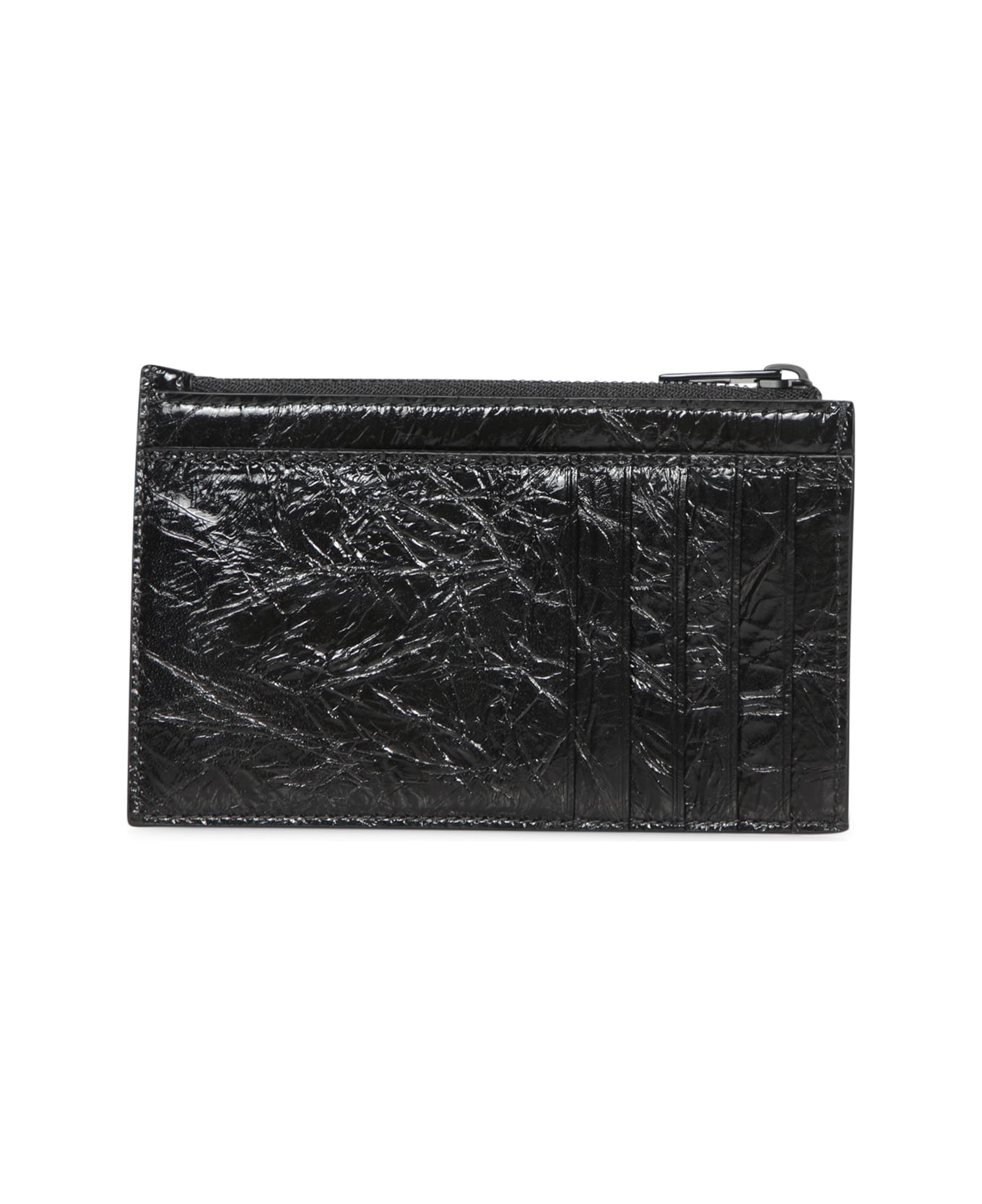 Balenciaga Crush Zipped Cardholder - Black