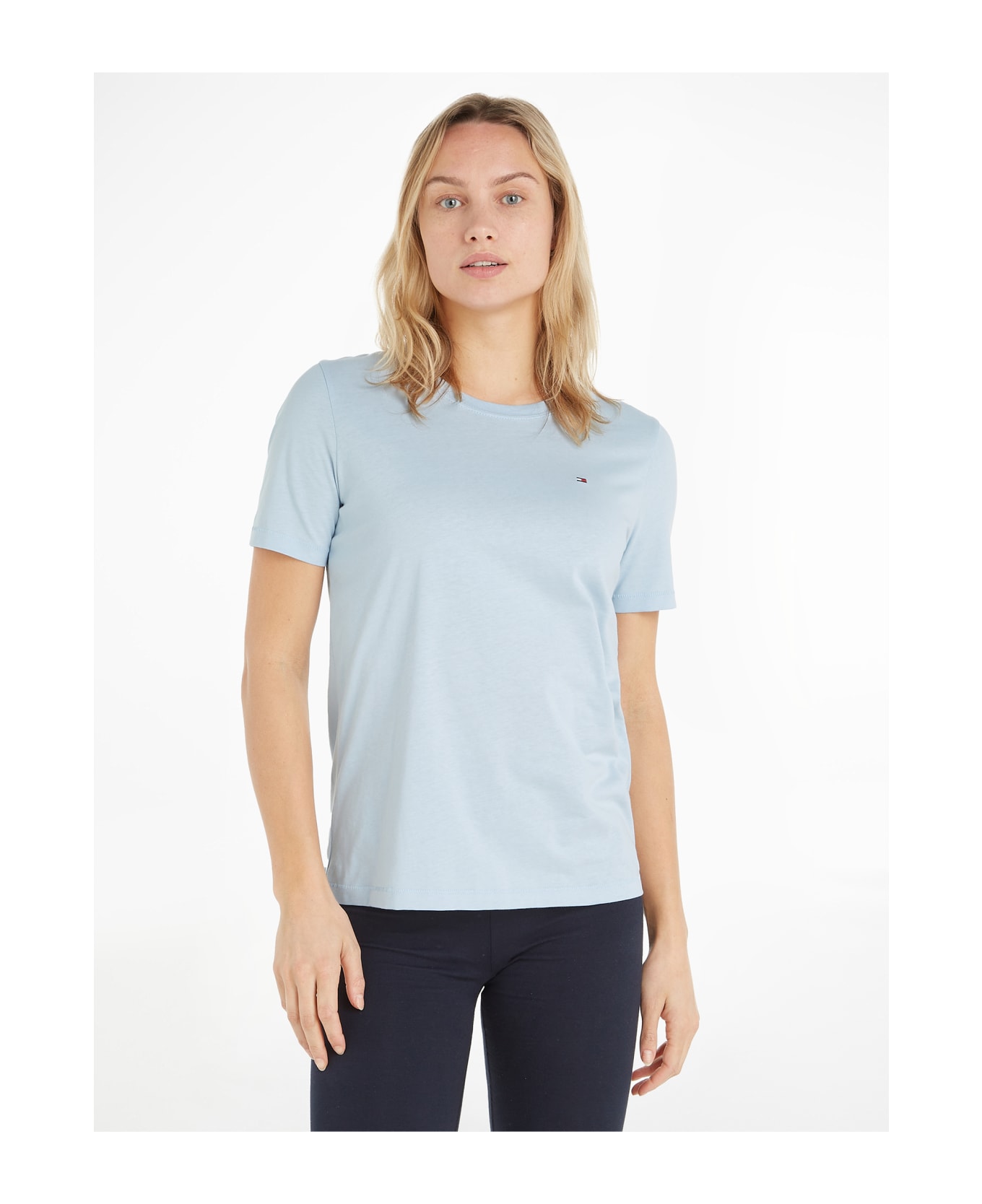 Tommy Hilfiger Light Blue T-shirt With Mini Logo - BREEZY BLUE Tシャツ