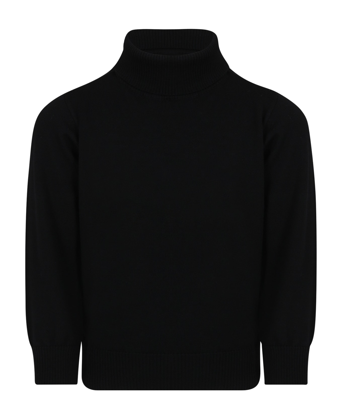 Stone Island Junior Black Turtleneck For Boy With Compass - Black
