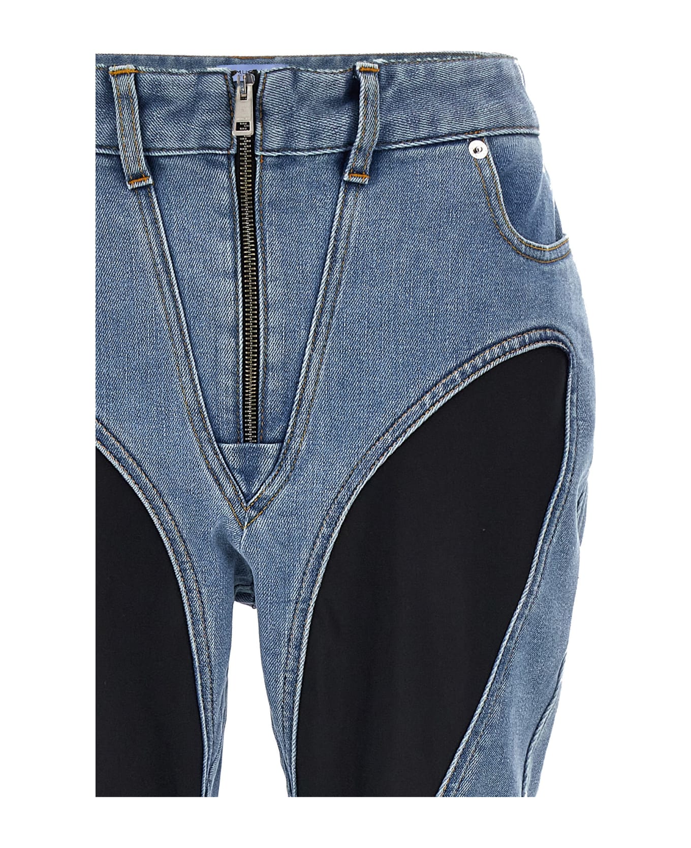 Mugler 'zipped Bi-material' Jeans - Multicolor