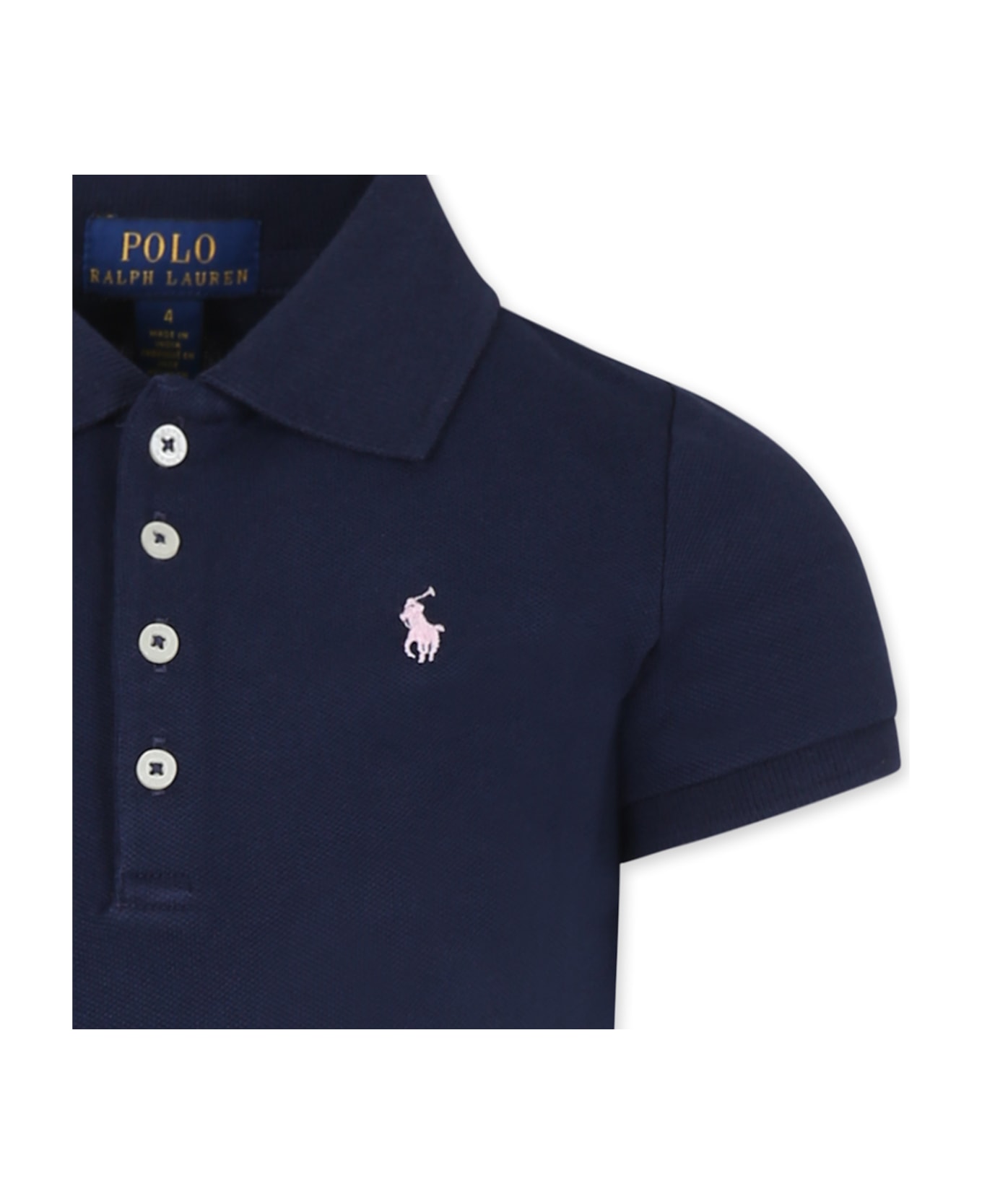 Ralph Lauren Blue T-shirt For Girl With Horse - Blue