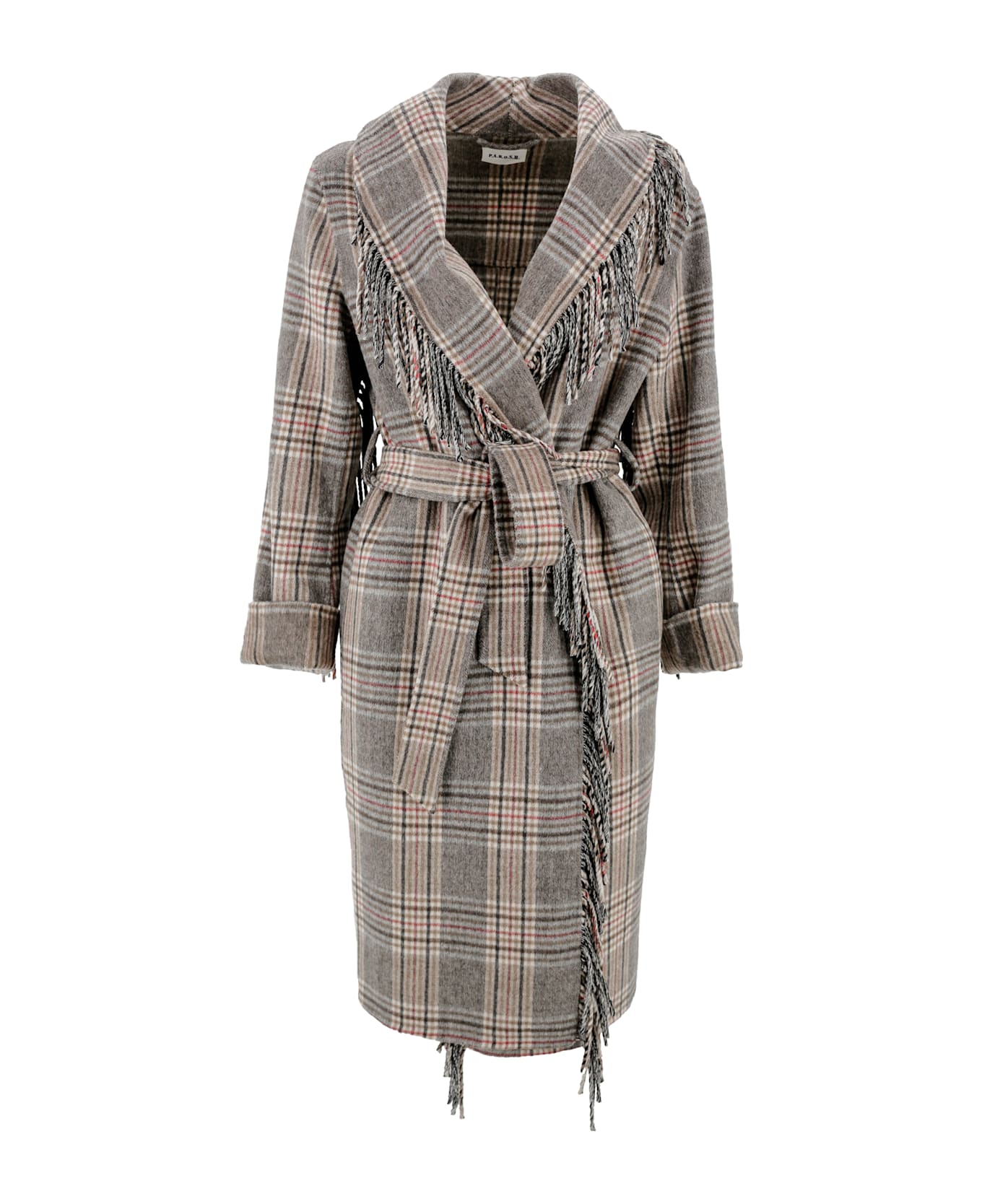 Parosh Checked Coat - Brown