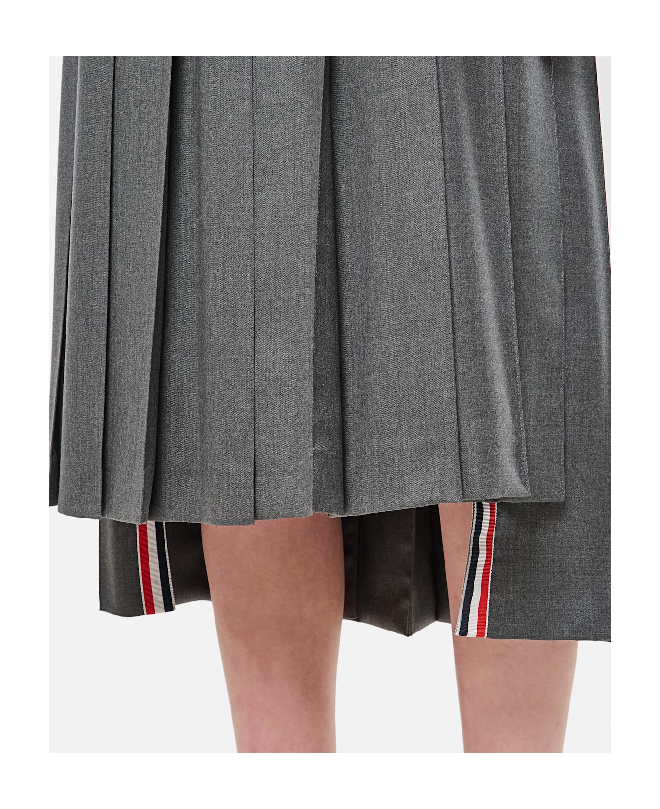 Thom Browne Midi Pleated Skirt - Grey