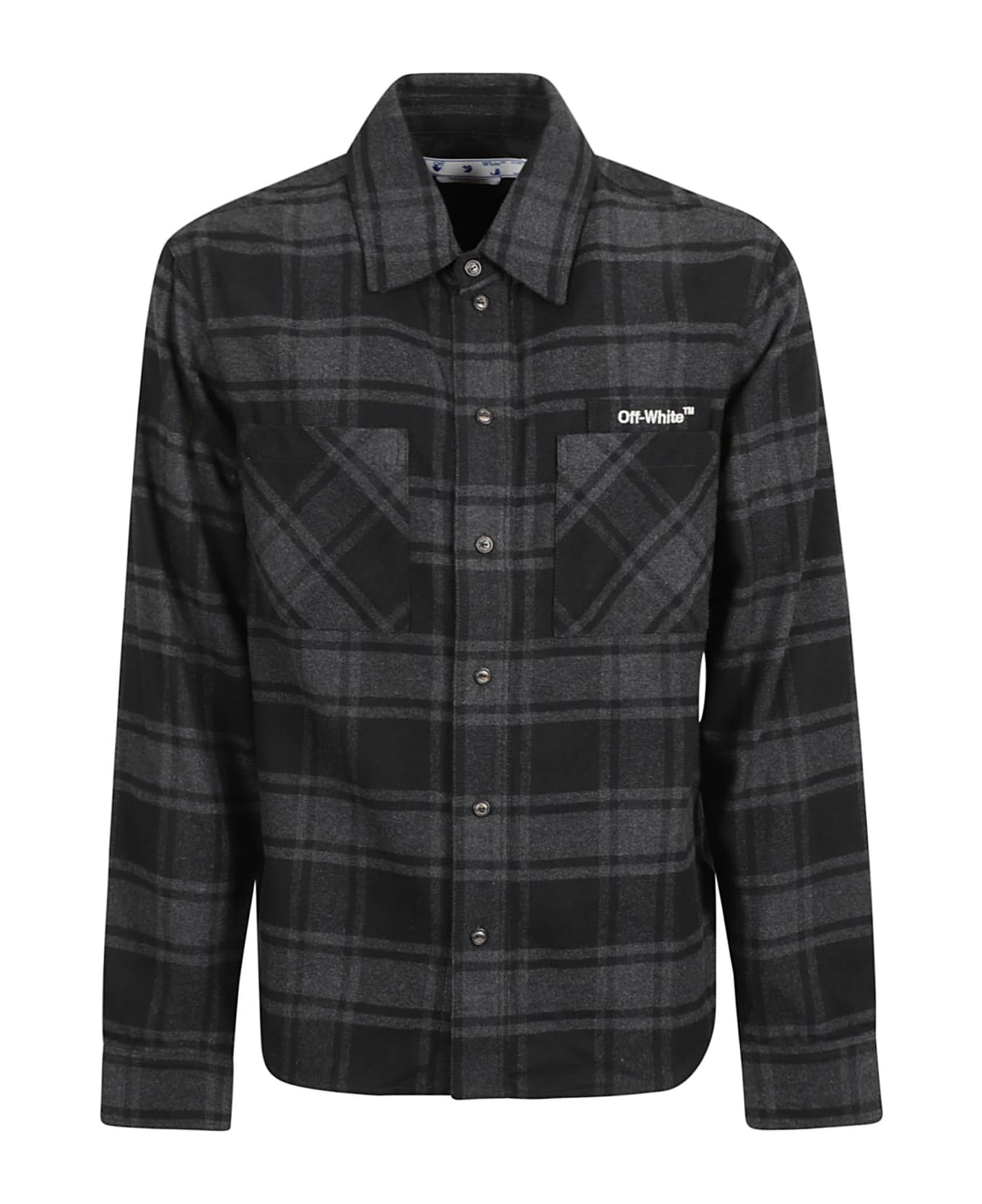 Off-White Outline Arrow Flannel Shirt - Grey/White
