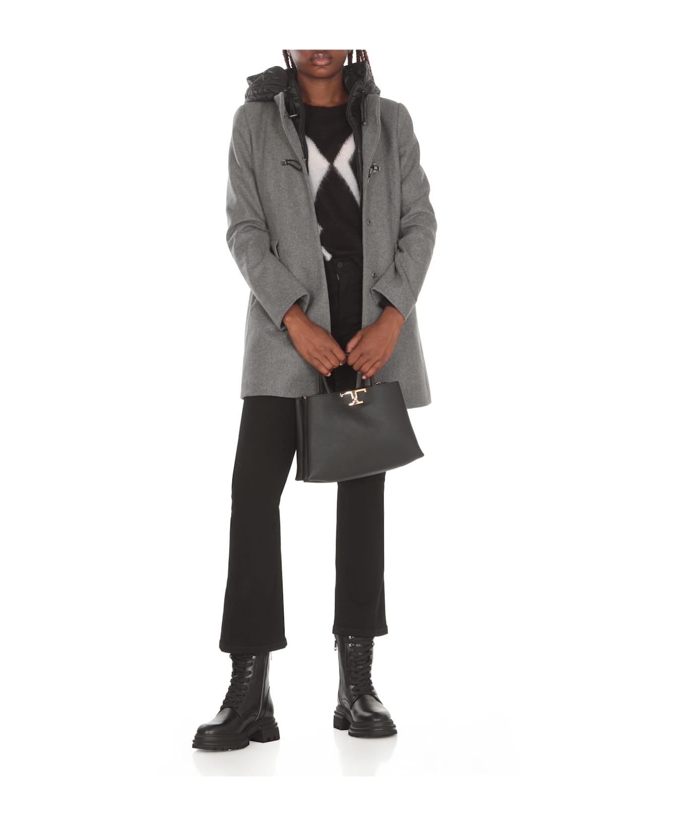 Fay Toggle Coat In Wool Cloth - Grey