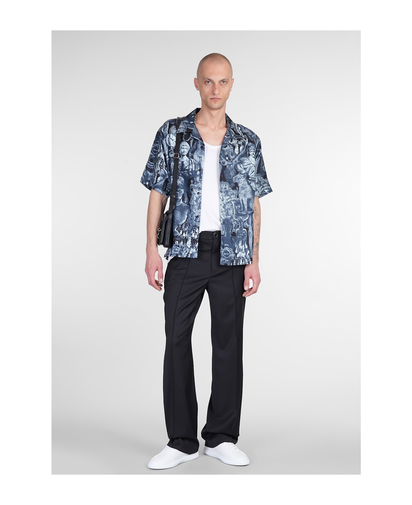 Shirt In Blue Silk - Thumbnail 3