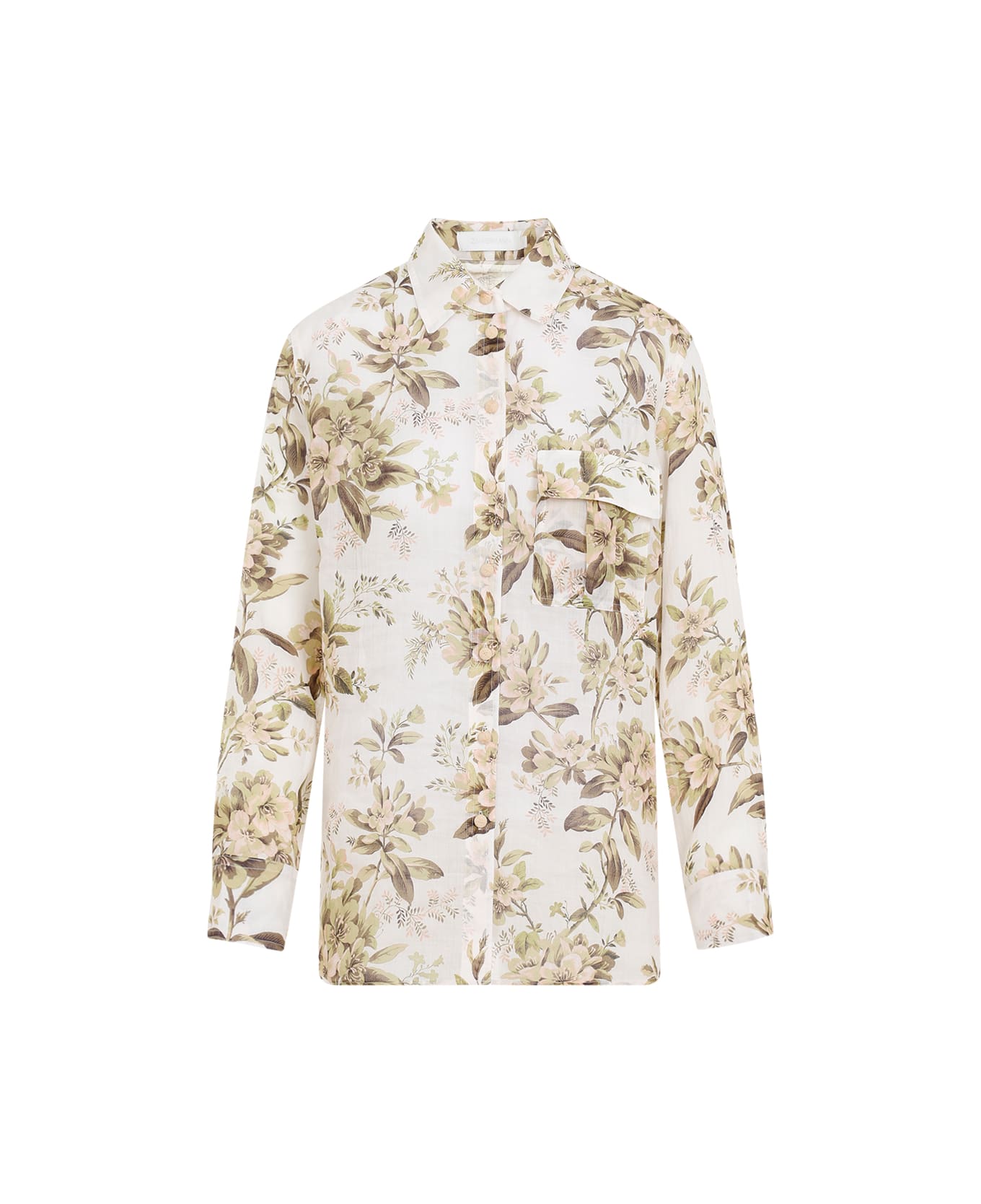 Zimmermann Golden Manstyle Shirt - Sage Toile Floral