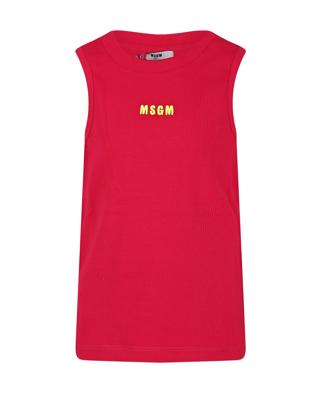 MSGM Fuchsia Tank Top For Girl With Logo - Fuchsia