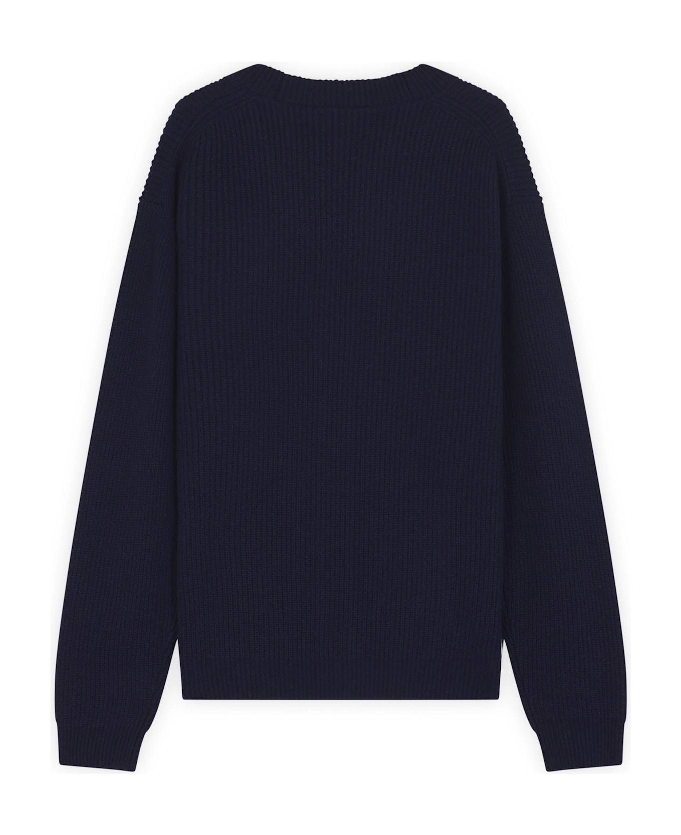 Maison Kitsuné Bold Fox Head Patch Comfort Ribbed Cardigan - Ink Blue