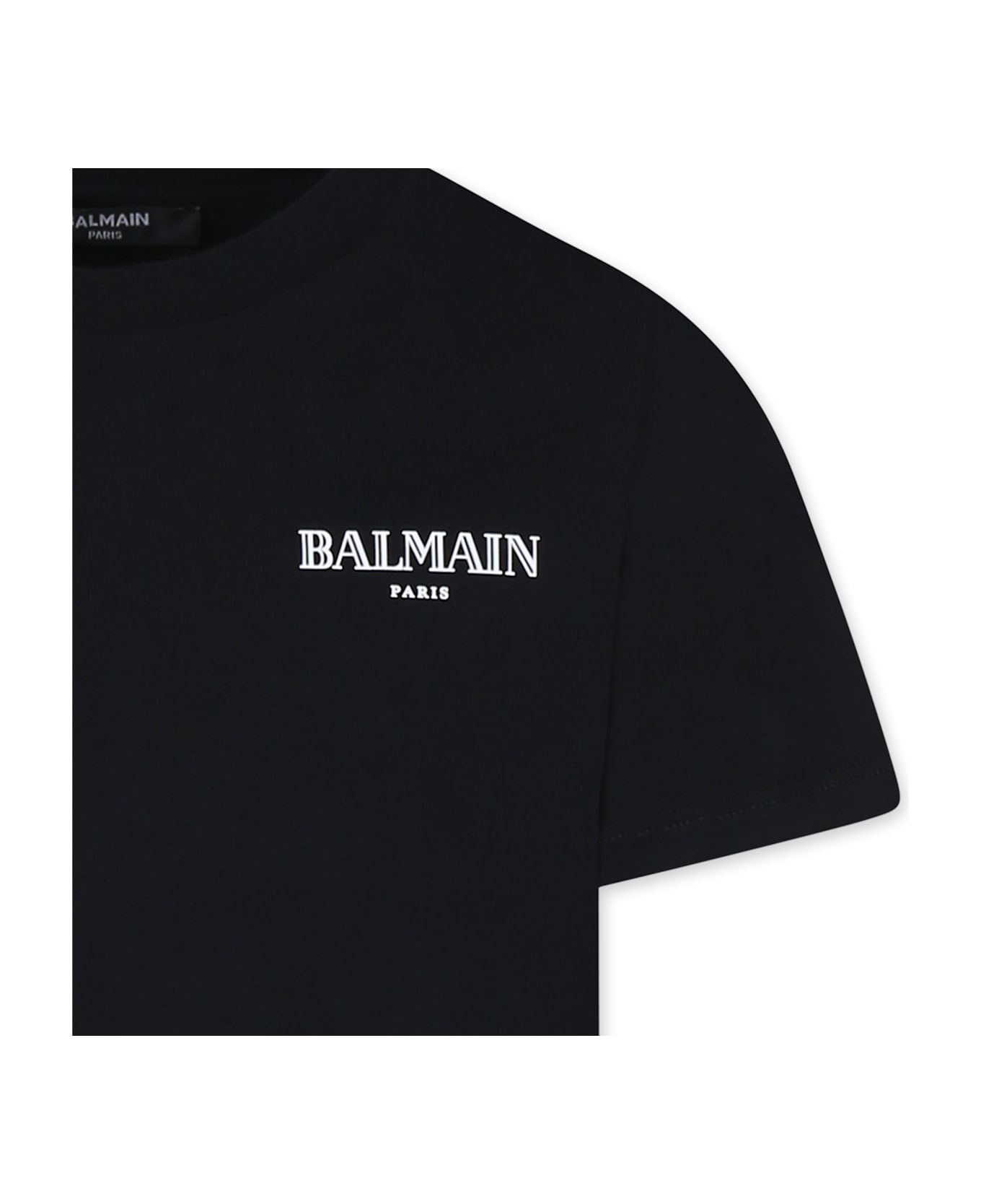 Balmain Black T-shirt For Kids With Logo - Black